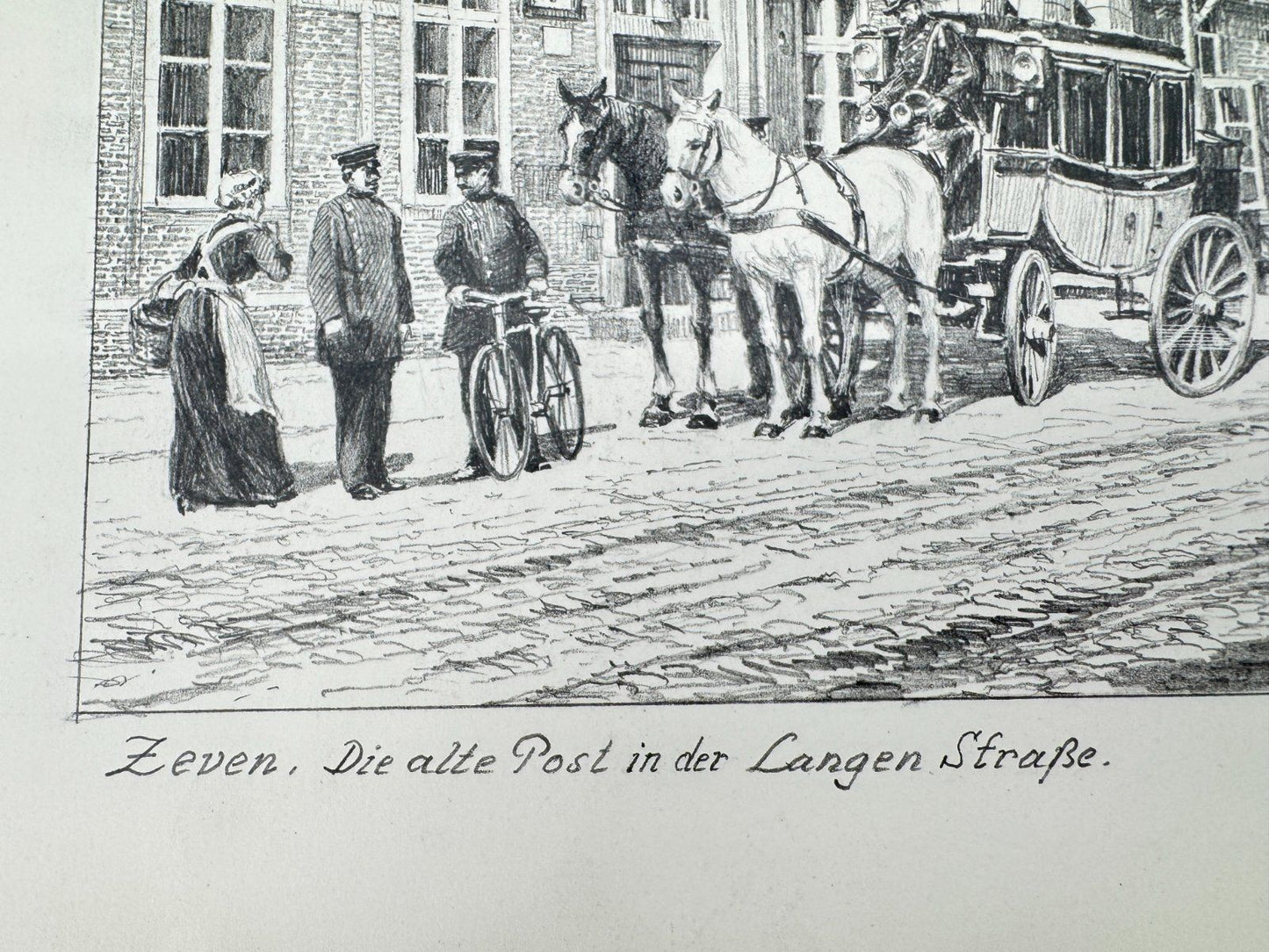 * HEINZ WEHLISCH ZEICHNUNG ZEVEN DIE ALTE POST LANGE STRAßE ANSICHT