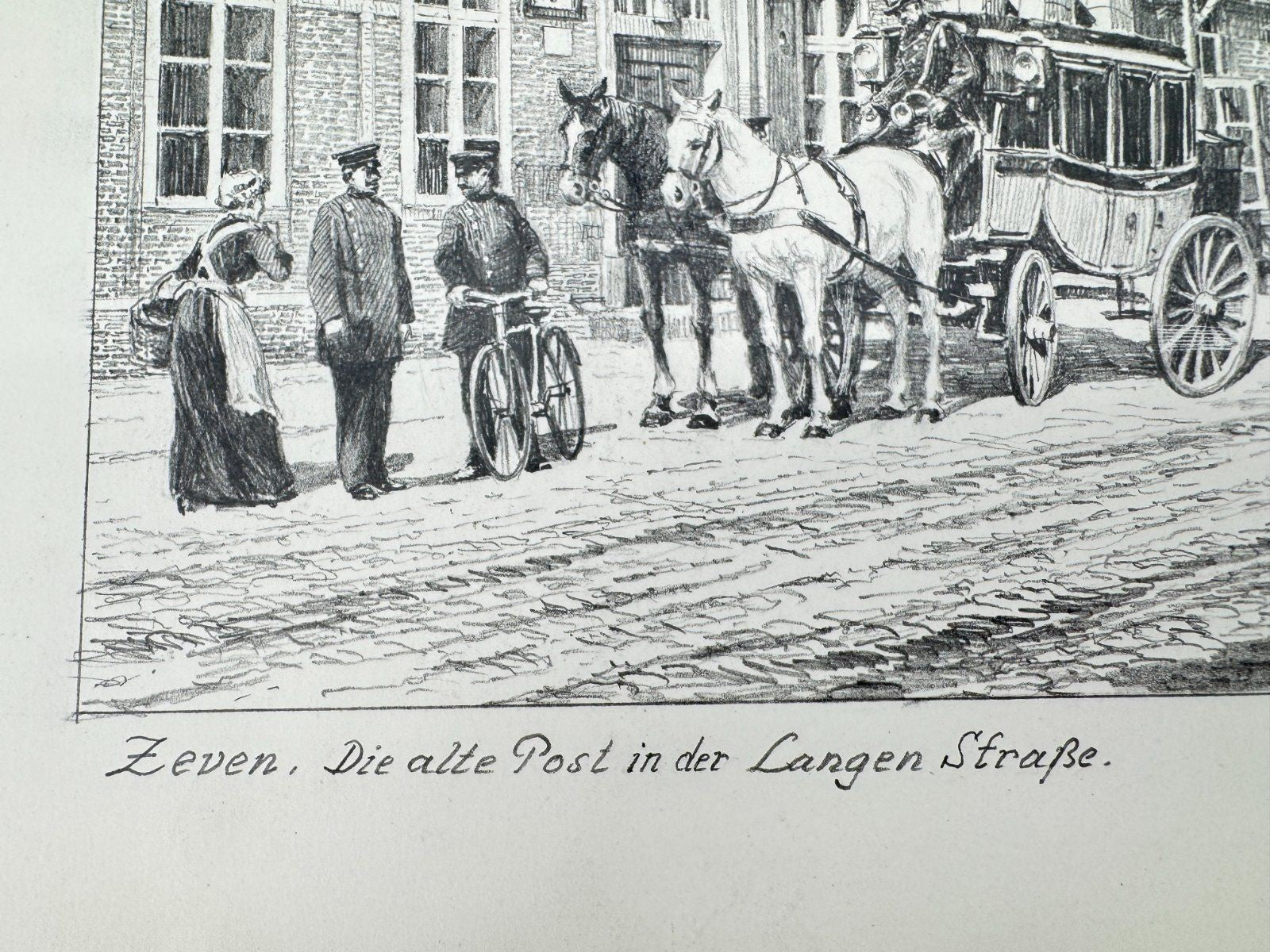 * HEINZ WEHLISCH ZEICHNUNG ZEVEN DIE ALTE POST LANGE STRAßE ANSICHT