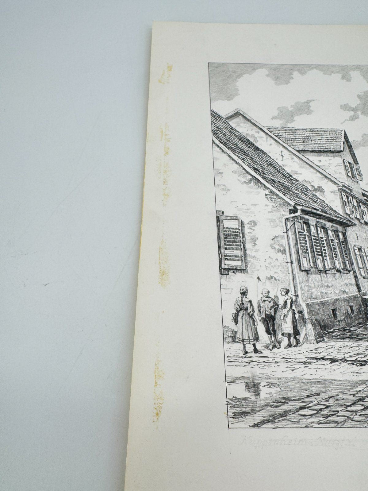 * HEINZ WEHLISCH ZEICHNUNG KUPPENHEIM UM 1890 ANSICHT SIGNIERT