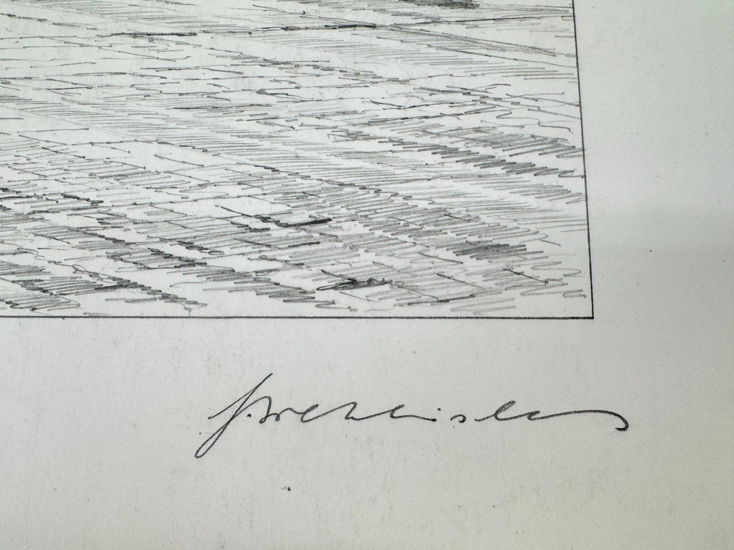 * HEINZ WEHLISCH ZEICHNUNG PARIS AUTOMOBIL 1912 ANSICHT SIGNIERT