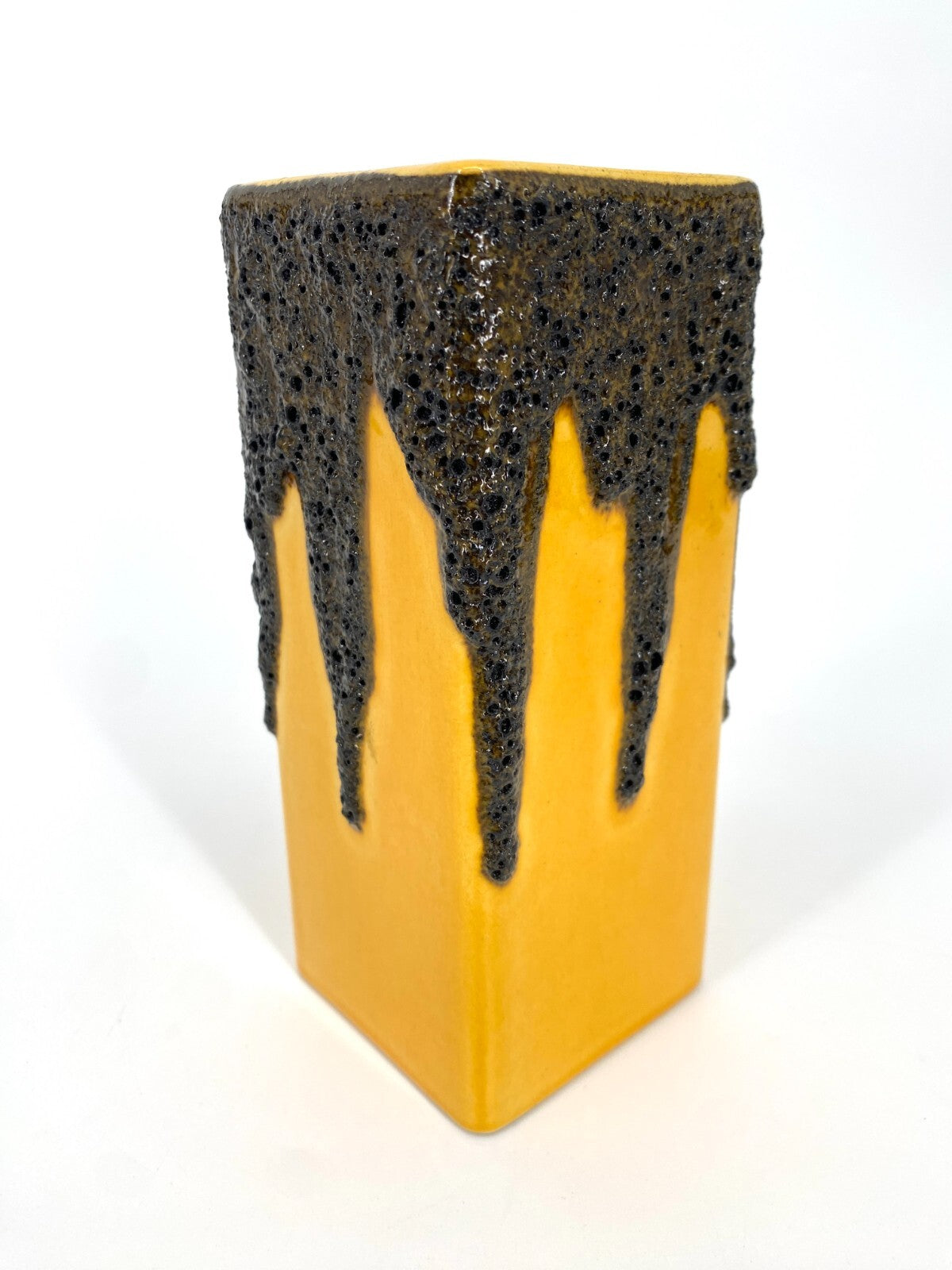 * VASE FOHR KERAMIK LAVA GLASUR GELB 70ER WEST DEUTSCHLAND BLUMENVASE SAMMLER