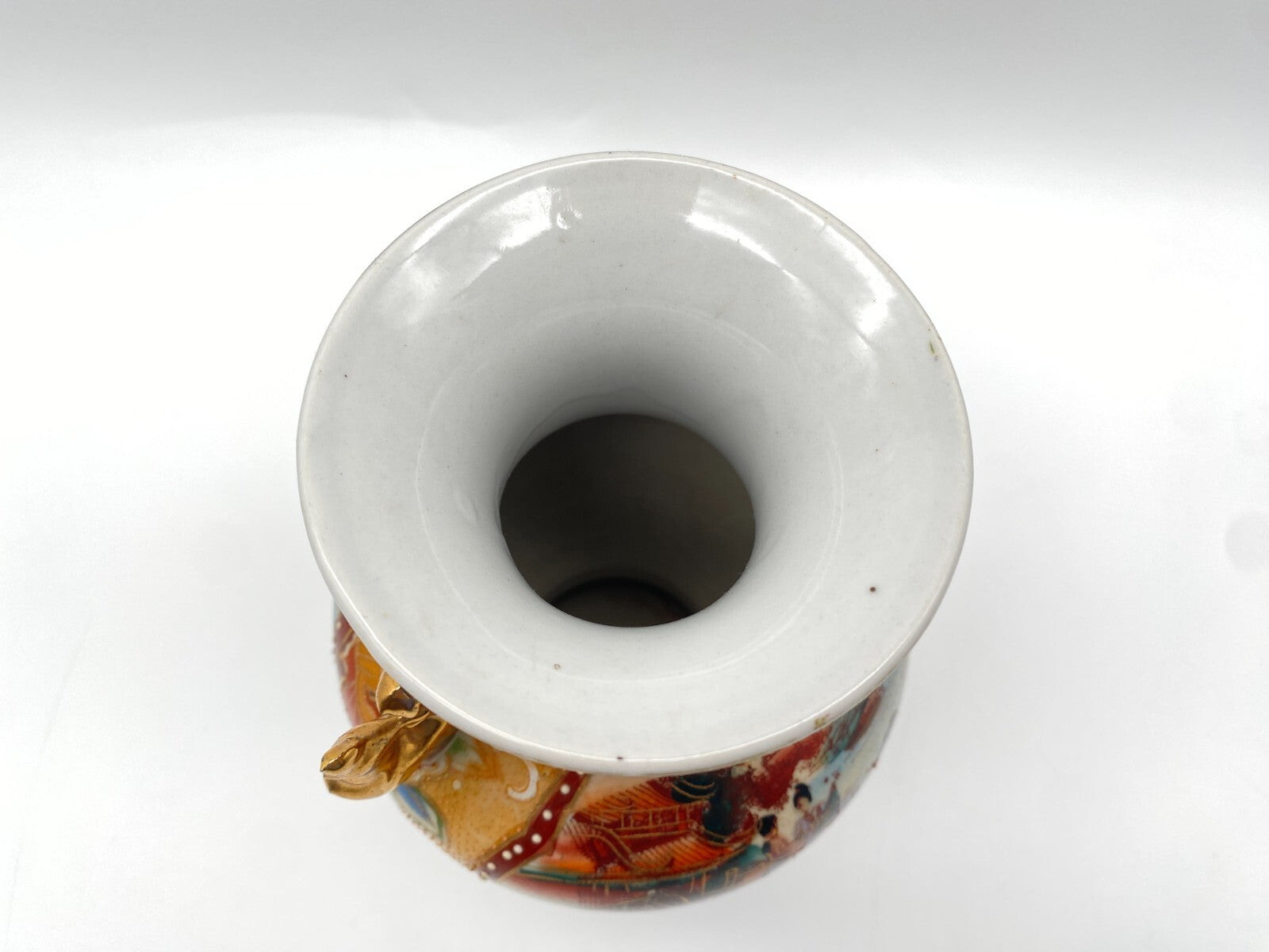 CHINESISCHE VASE PORZELLAN SINA CHINA MOTIV VINTAGE ALT GOLD MALEREI HANDGEMALT 