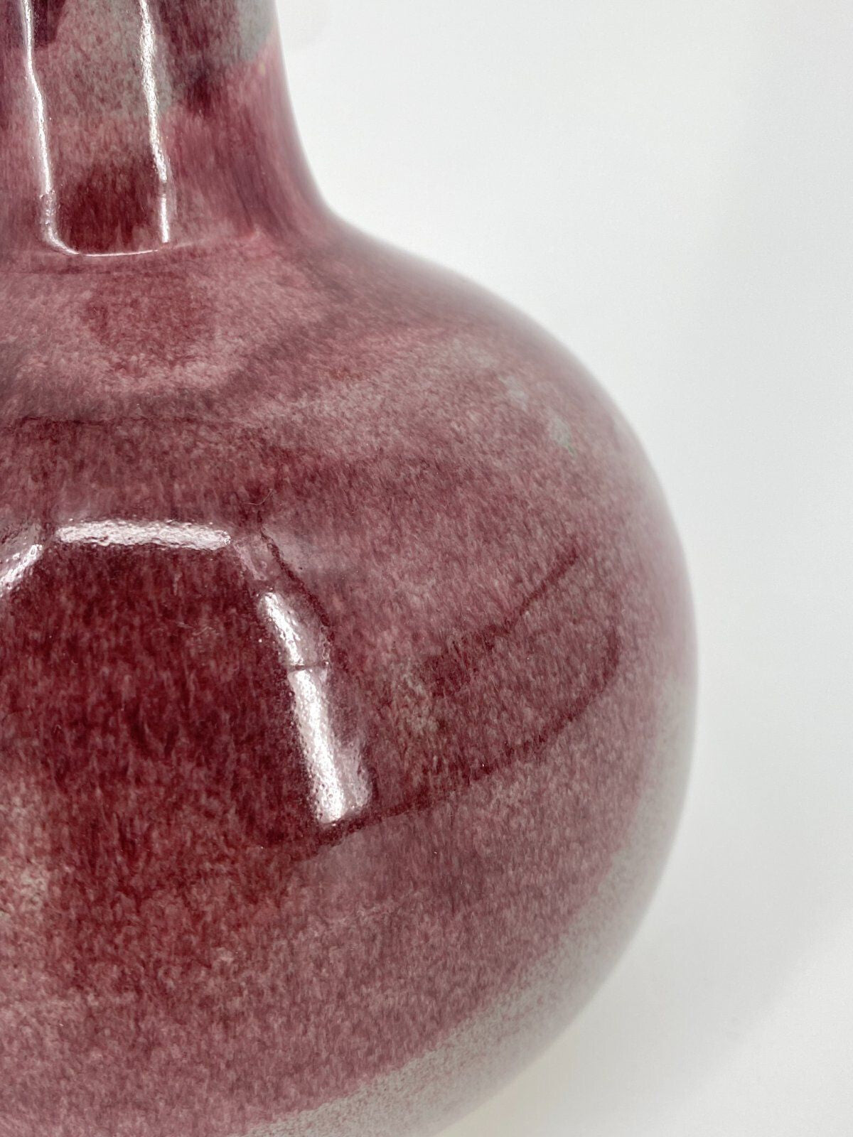 * STUDIOKERAMIK BAUCHIGE VASE WEINROT MINT VINTAGE 17,5CM MIDCENTURY