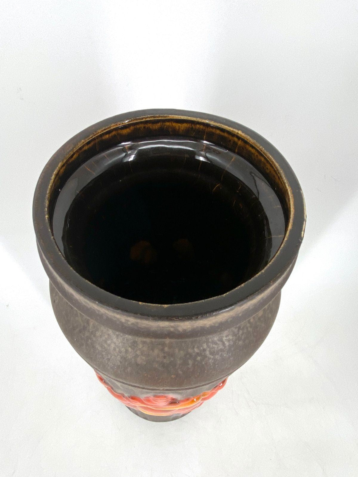 * FAT LAVA BODENVASE VASE POTTERY VULKAN 60er 70er ORANGE AUSTRIA