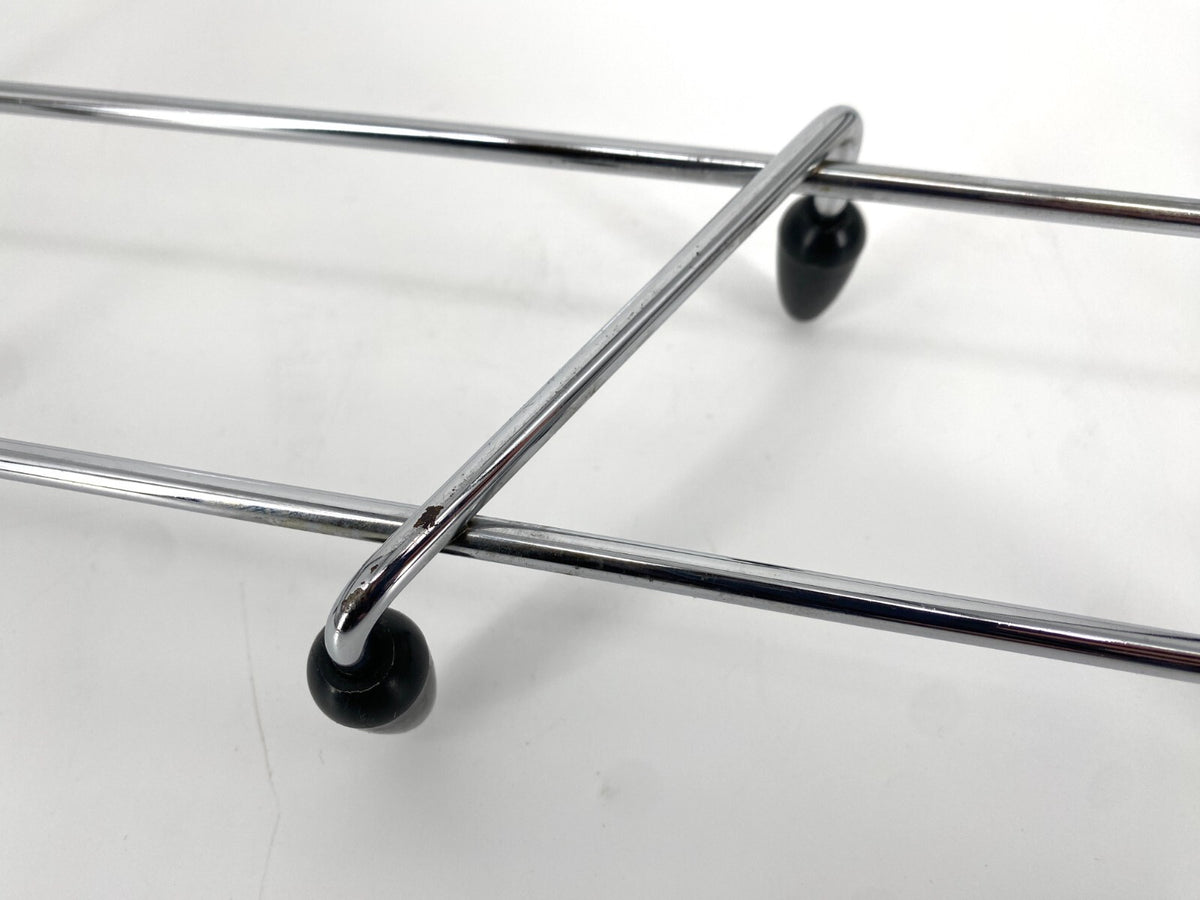 *GARDEROBE HAKENLEISTE 8 HAKEN VERCHROMT SCHWARZ MID CENTURY VINTAGE