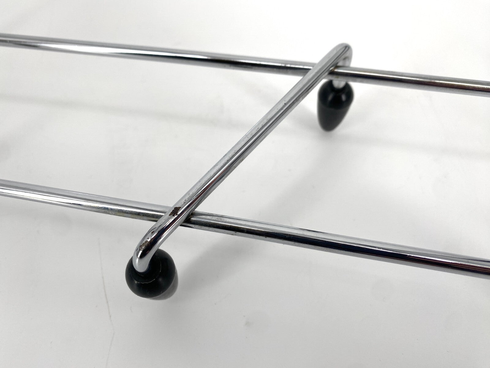 *GARDEROBE HAKENLEISTE 8 HAKEN VERCHROMT SCHWARZ MID CENTURY VINTAGE