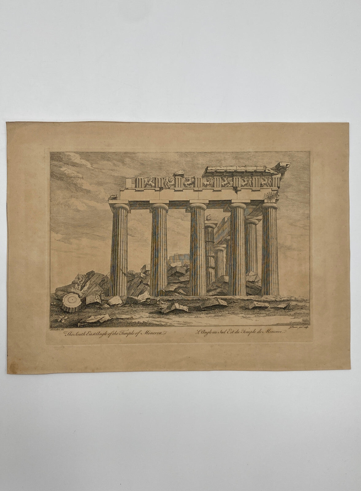* ORIGINAL DRUCK STICH RADIERUNG TEMPEL MINERVA R DALTON J BASIRE ANTIK 18 JHDT