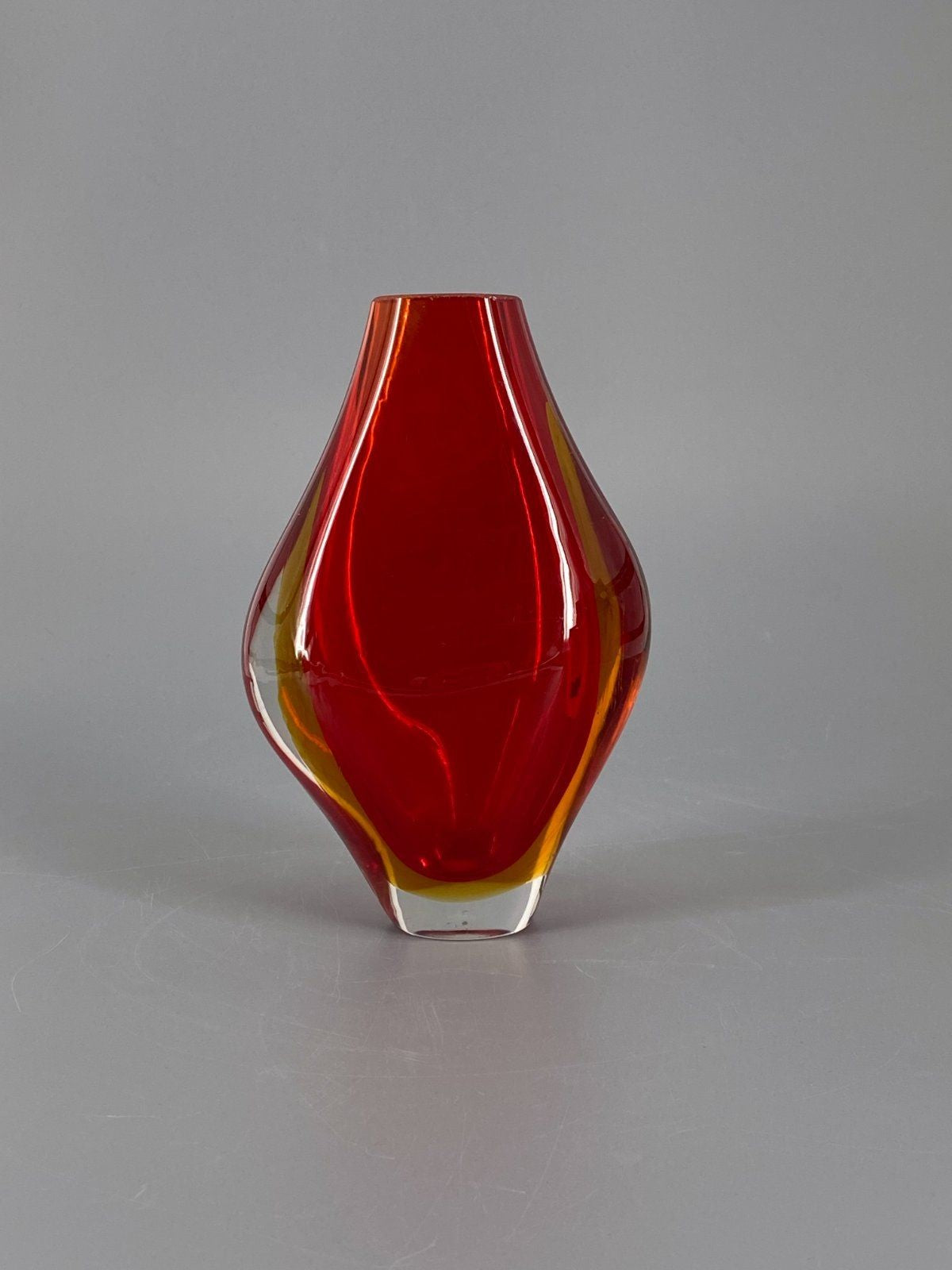 * SOMMERSO GLAS VASE ROT ORANGE MURANO GLAS ITALIEN MID CENTURY