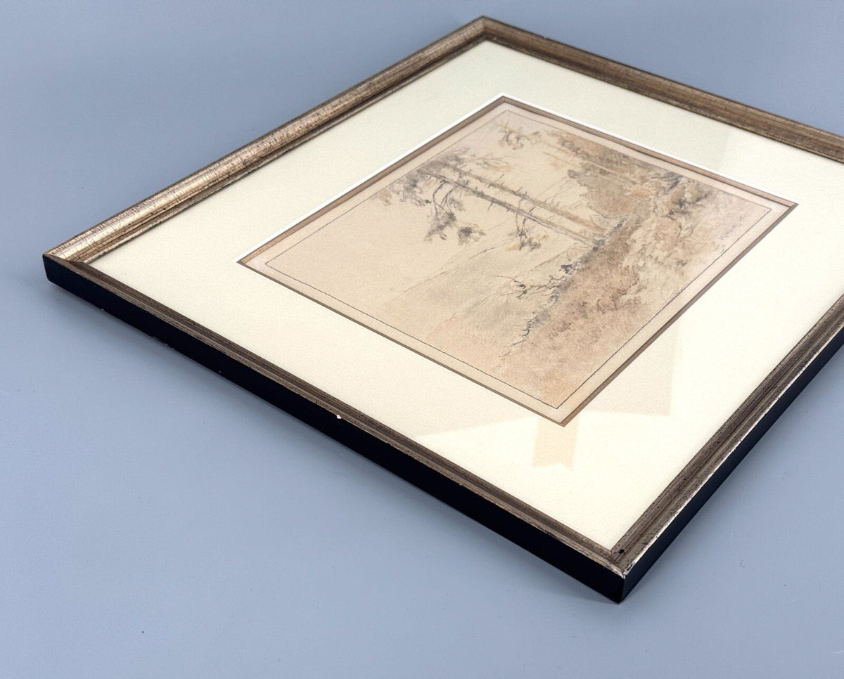*ZEICHNUNG NELSON KINSLEY WALDLANDSCHAFT 1935 SIGNIERT GRAFIK