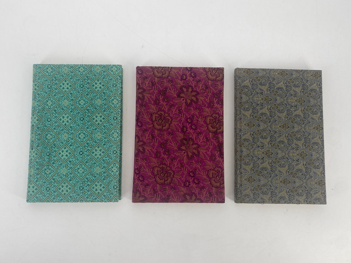 *NOTIZBUCH SCHREIBWAREN SOFTCOVER TEXTIL TÜRKIS ROT GRAU MUSTER VINTAGE