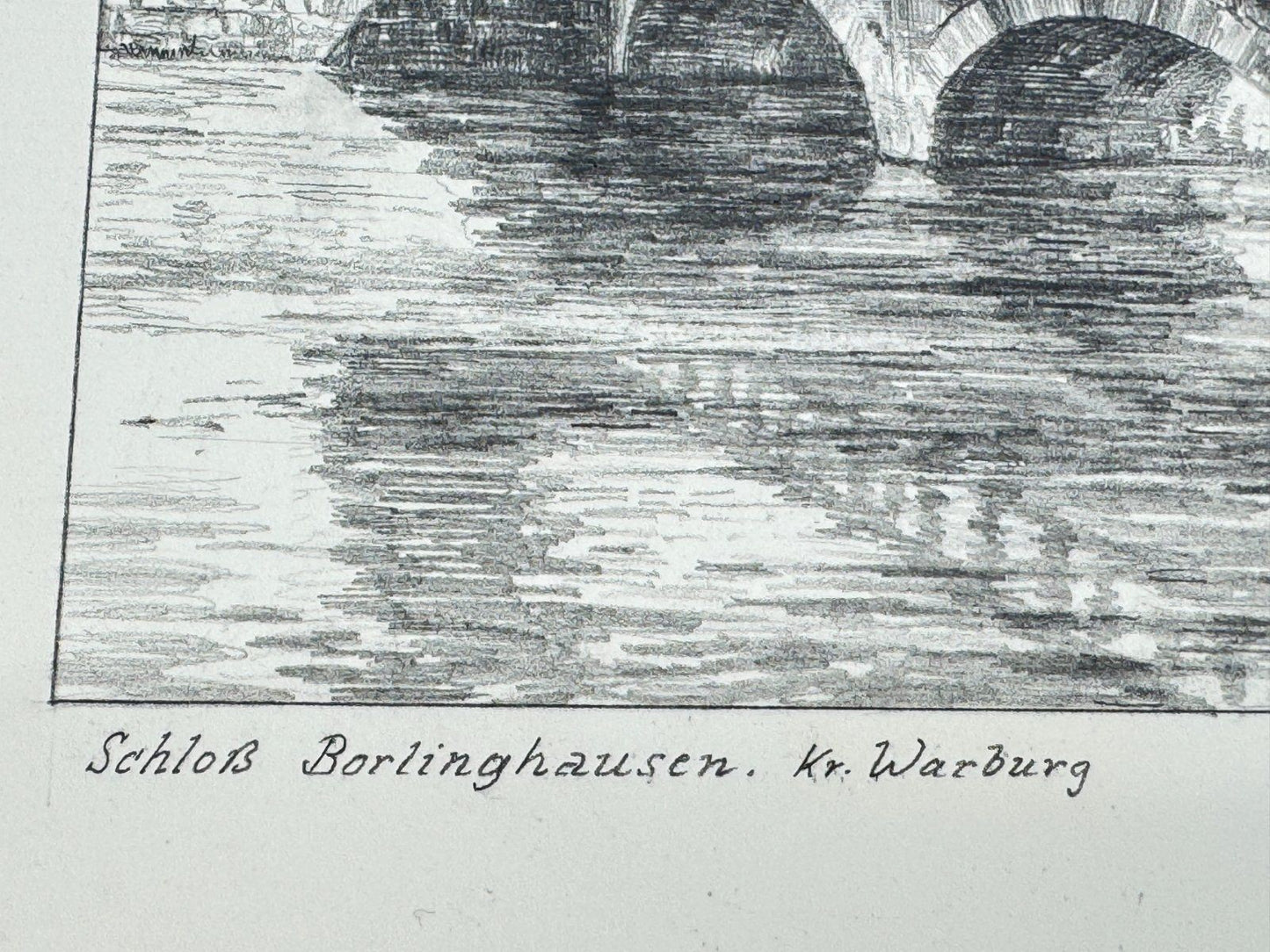 * HEINZ WEHLISCH ZEICHNUNG SCHLOß BORLINGHAUSEN KREIS WARBURG