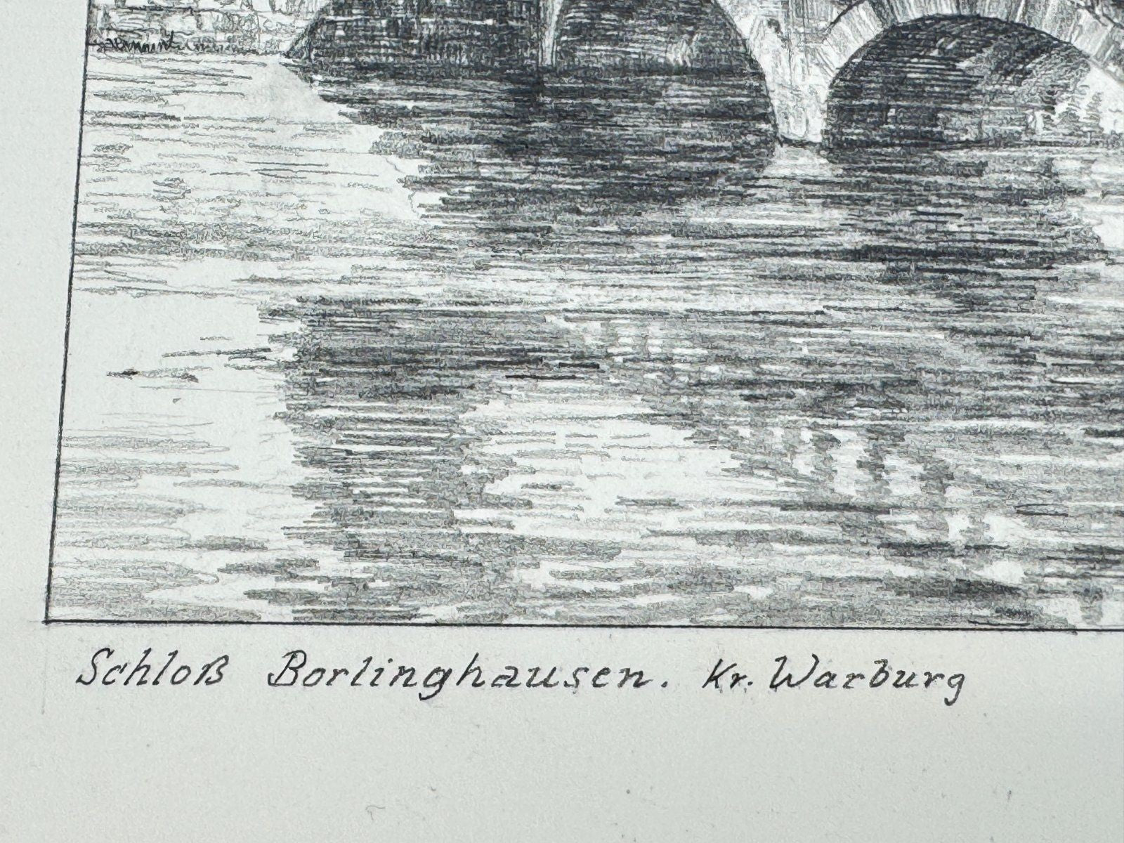 * HEINZ WEHLISCH ZEICHNUNG SCHLOß BORLINGHAUSEN KREIS WARBURG