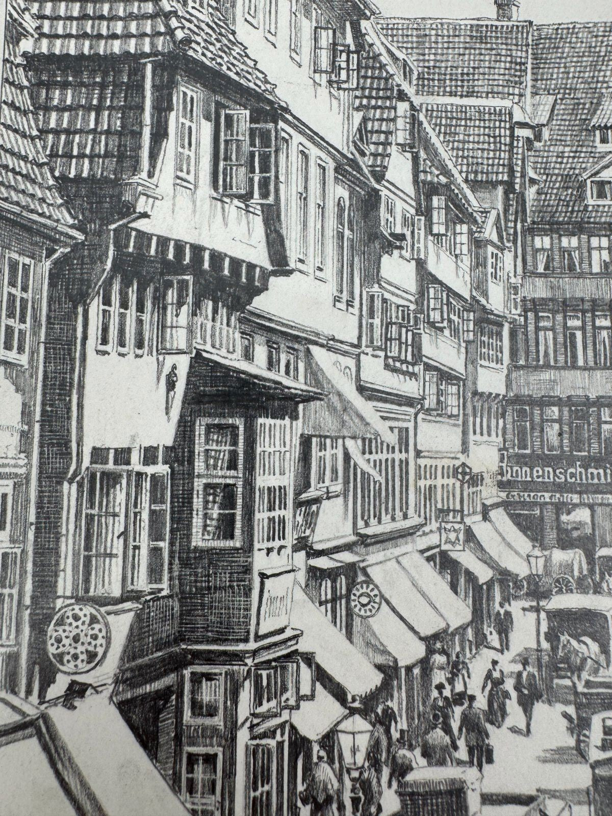 * HEINZ WEHLISCH ZEICHNUNG HANNOVER SCHMIEDESTRAßE 1888 ANSICHT