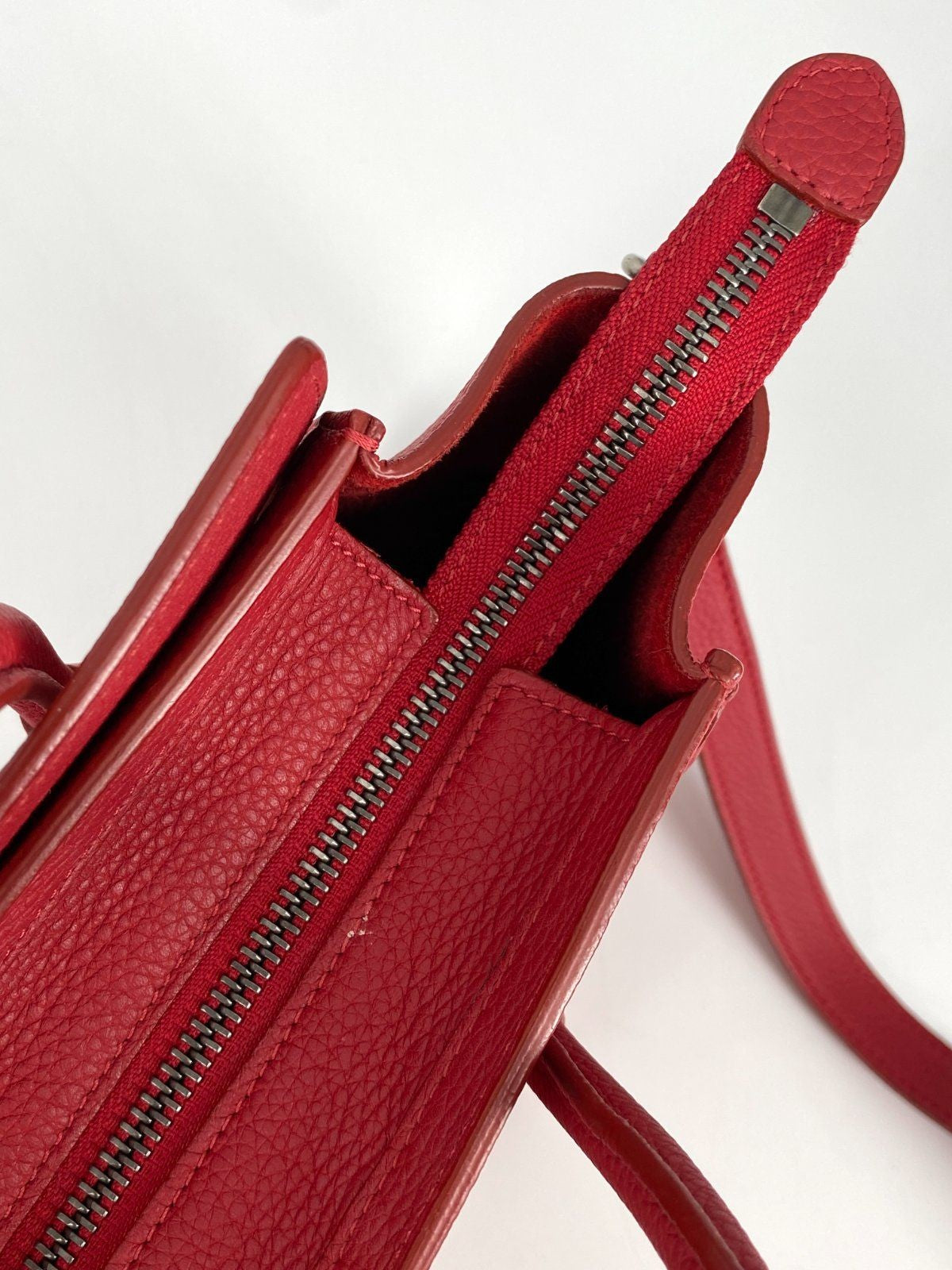 *HANDTASCHE CÉLINE LUGGAGE NANO LEDER POP RED SCHULTERRIEMEN ITAL