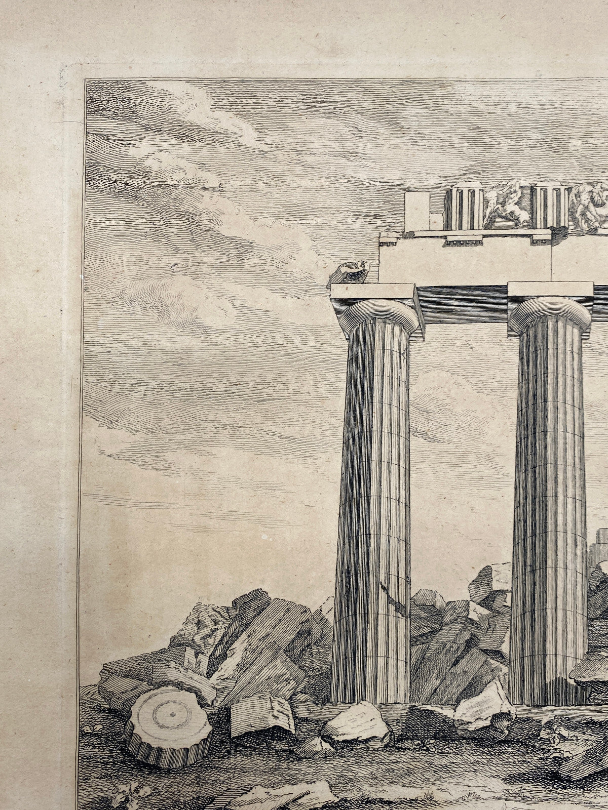 * ORIGINAL DRUCK STICH RADIERUNG TEMPEL MINERVA R DALTON J BASIRE ANTIK 18 JHDT
