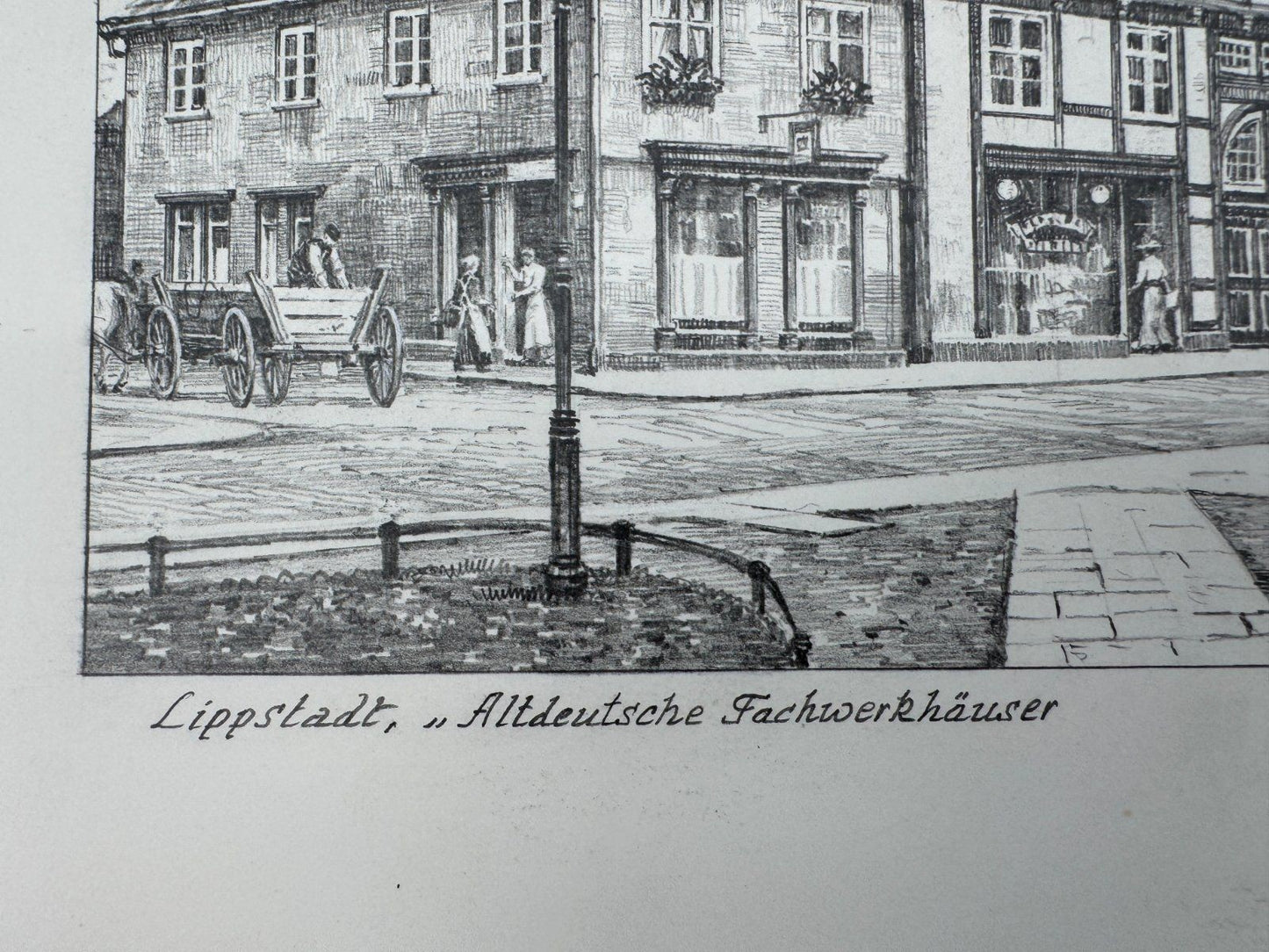 * HEINZ WEHLISCH ZEICHNUNG LIPPSTADT ALTDEUTSCHE FACHWERKHÄUSER