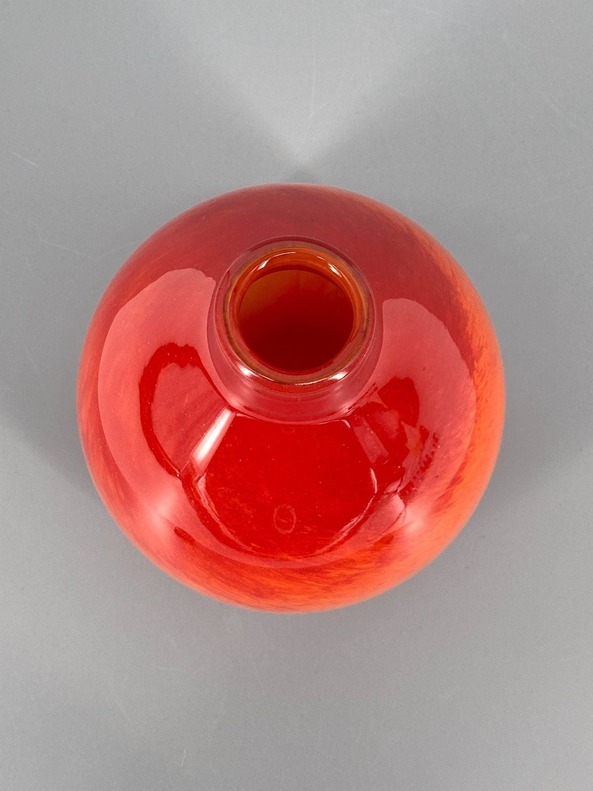 * GROßE GLAS VASE MUNDGEBLASEN ORANGE ROT VERLAUF VINTAGE DESIGN