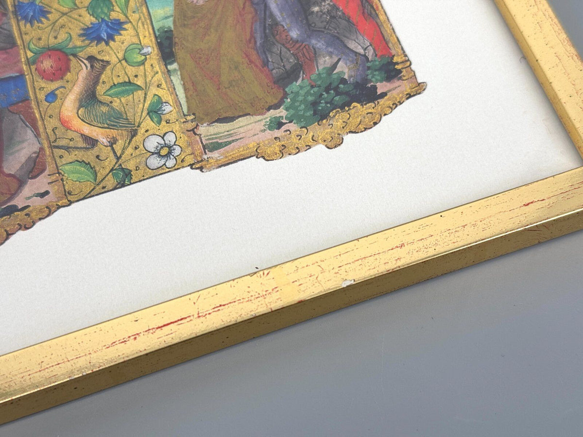 *2x KUNSTDRUCK BIBEL SCHÖPFUNG WELT GOLDFARBIG EVANGELIUM MATTHÄU