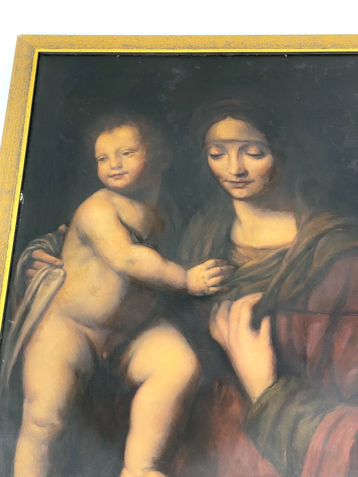 *ÖLGEMÄLDE NACH BERNARDINO LUINI JUNGFRAU KIND JESUS LEINWAND GERAHMT RENAISSANC