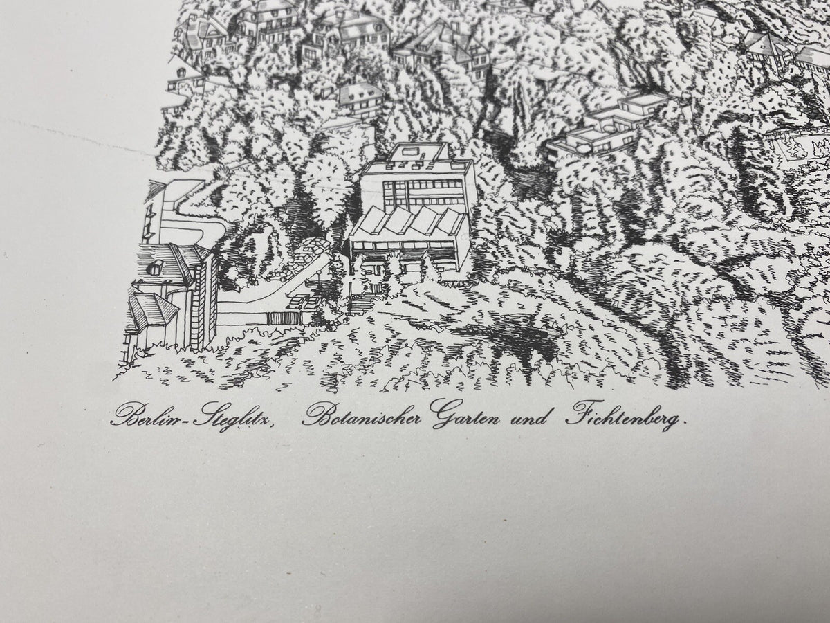 * NIGEL LEACH GRAFIK DRUCK VOGELPERSPEKTIVE BERLIN STEGLITZ BOTANISCHER GARTEN