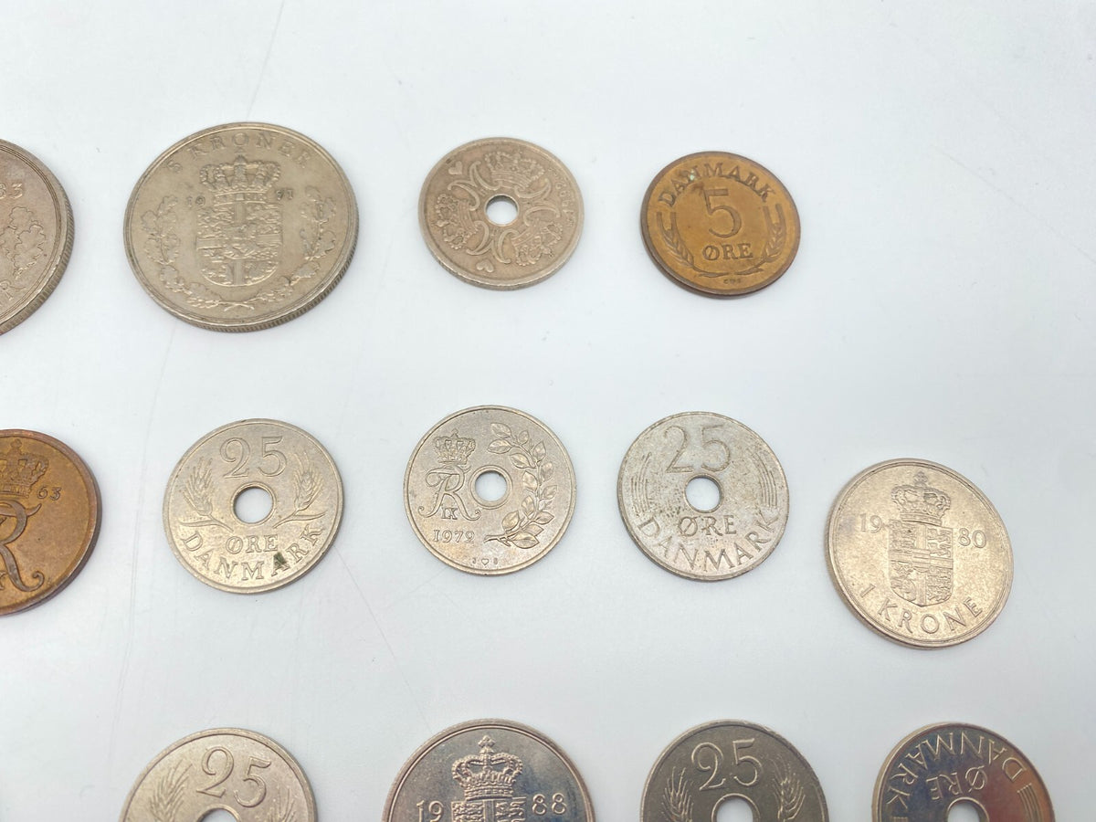 KONVOLUT 98 ALTE DÄNISCHE KRONEN ORE 5 KRONER 20 KRONER 50ER 70ER SAMMLERSTÜCKE