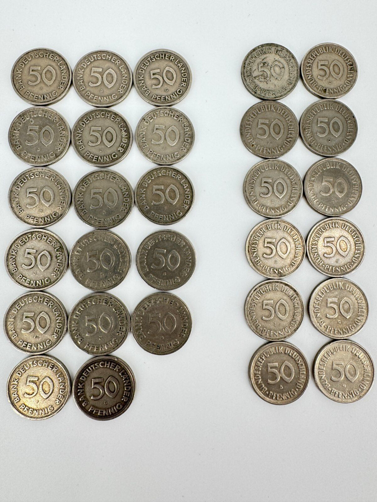 87X BRD 50 PFENNIG MÜNZEN SAMMLUNG 1949 1993 SAMMLERSTÜCKE MARK WEST GERMANY