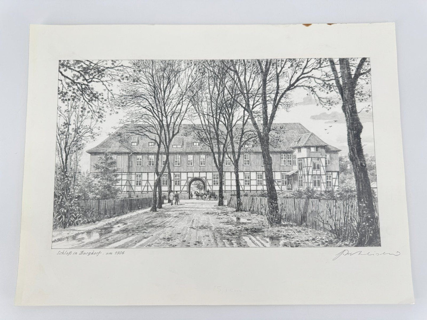 * HEINZ WEHLISCH ZEICHNUNG SCHLOß IN BURGDORF UM 1906 ANSICHT SIGNIERT