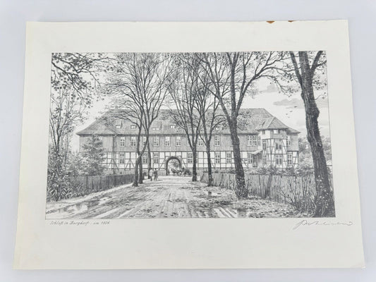 * HEINZ WEHLISCH ZEICHNUNG SCHLOß IN BURGDORF UM 1906 ANSICHT SIGNIERT