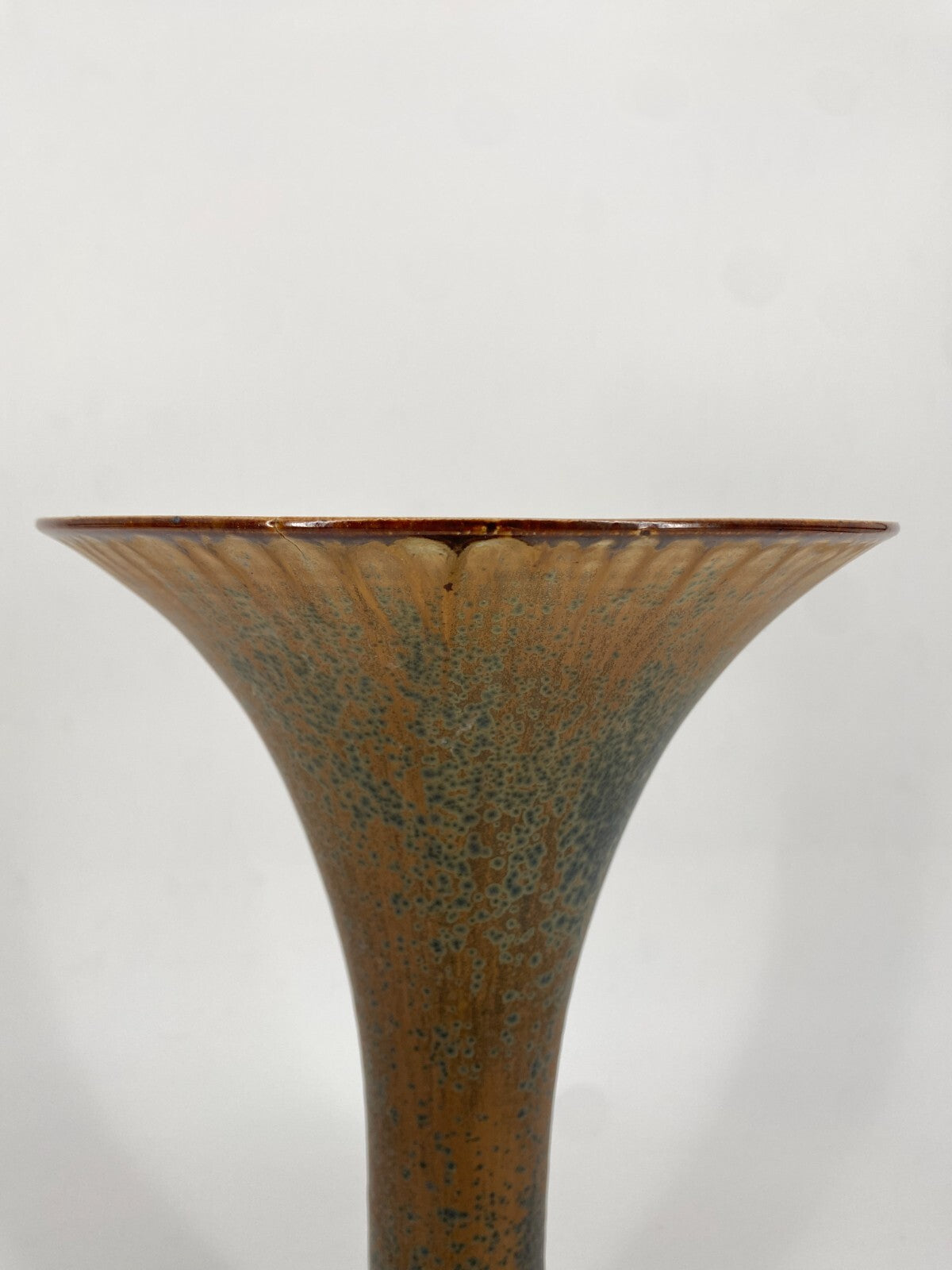 * STUDIO KERAMIK HELMUT SCHWABE VASE BLAU BRAUN KONKAV 30 CM VINTAGE