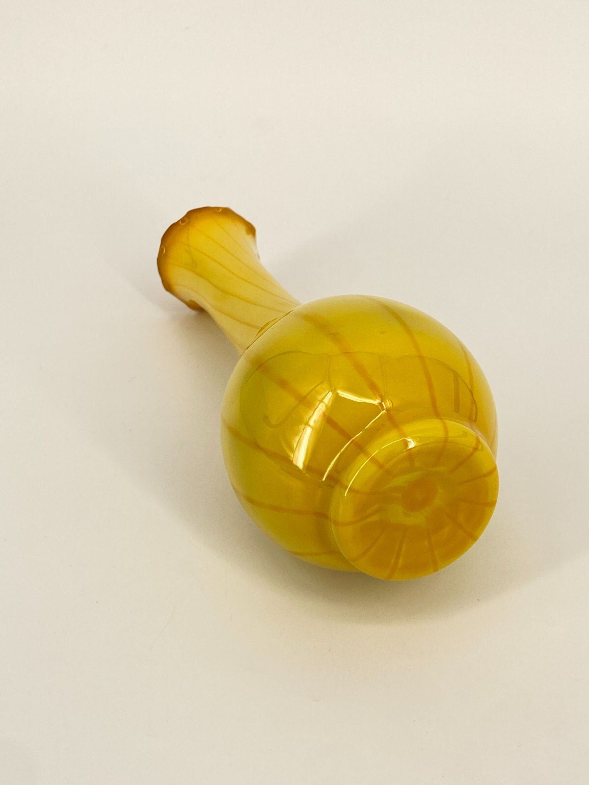 * VASE GLASVASE GLAS MUNDGEBLASEN GELB RÜSCHEN BLUMENVASE VINTAGE