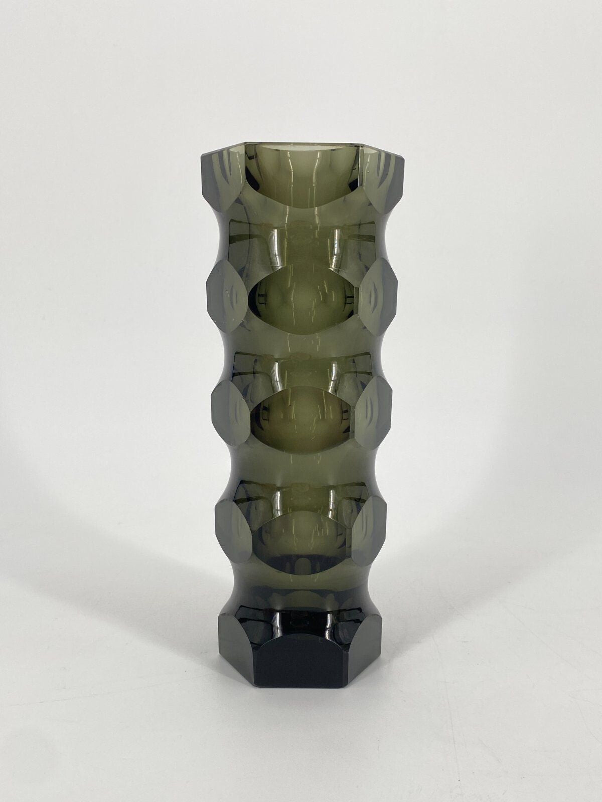 * GLAS VASE DUNKELGRÜN OLDRICH LIPSKY TSCHECHIEN VINTAGE 20CM