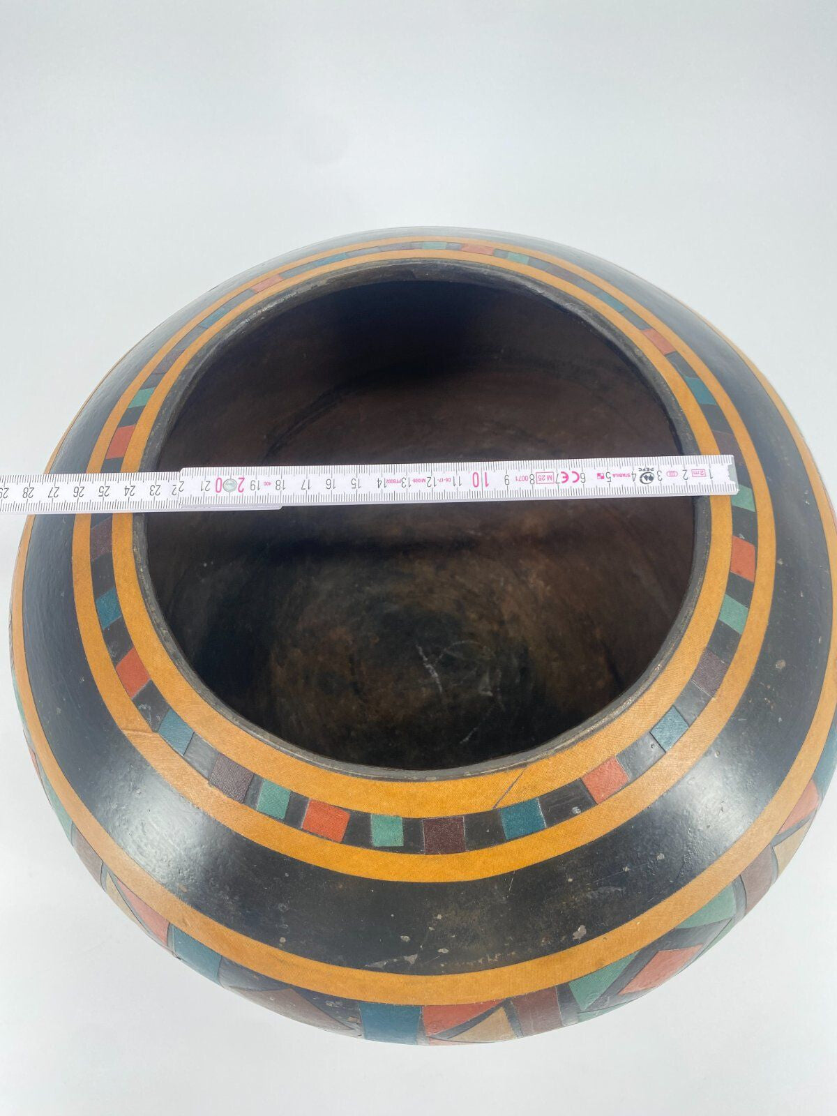 * VASE AFRIKA KERAMIK GROß BODENVASE HANDARBEIT ORNAMENT VINTAGE