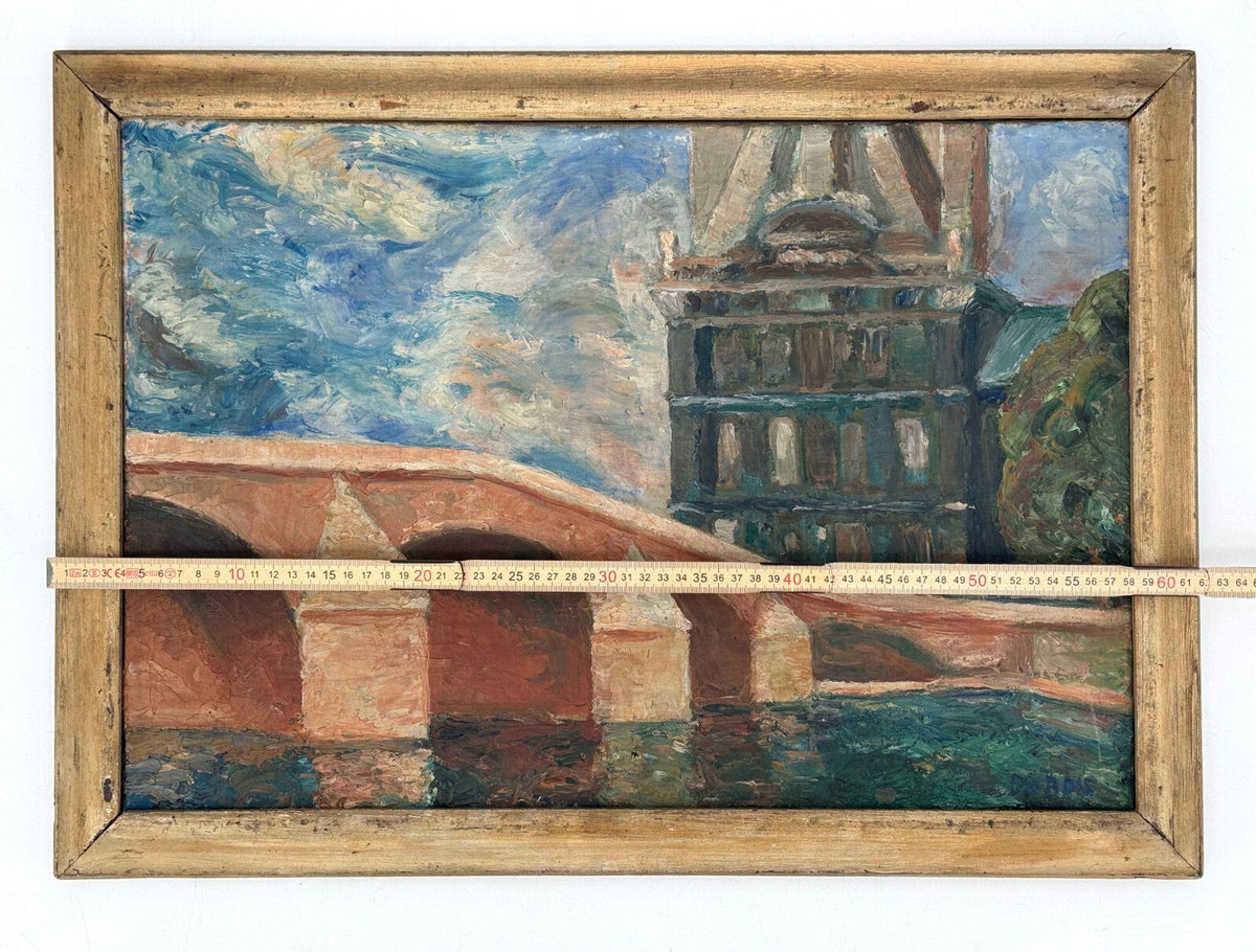 *ÖLGEMÄLDE PIERRE DUBOIS HAMBURGER HAFEN KEHRWIEDERSPITZE LEINWAN