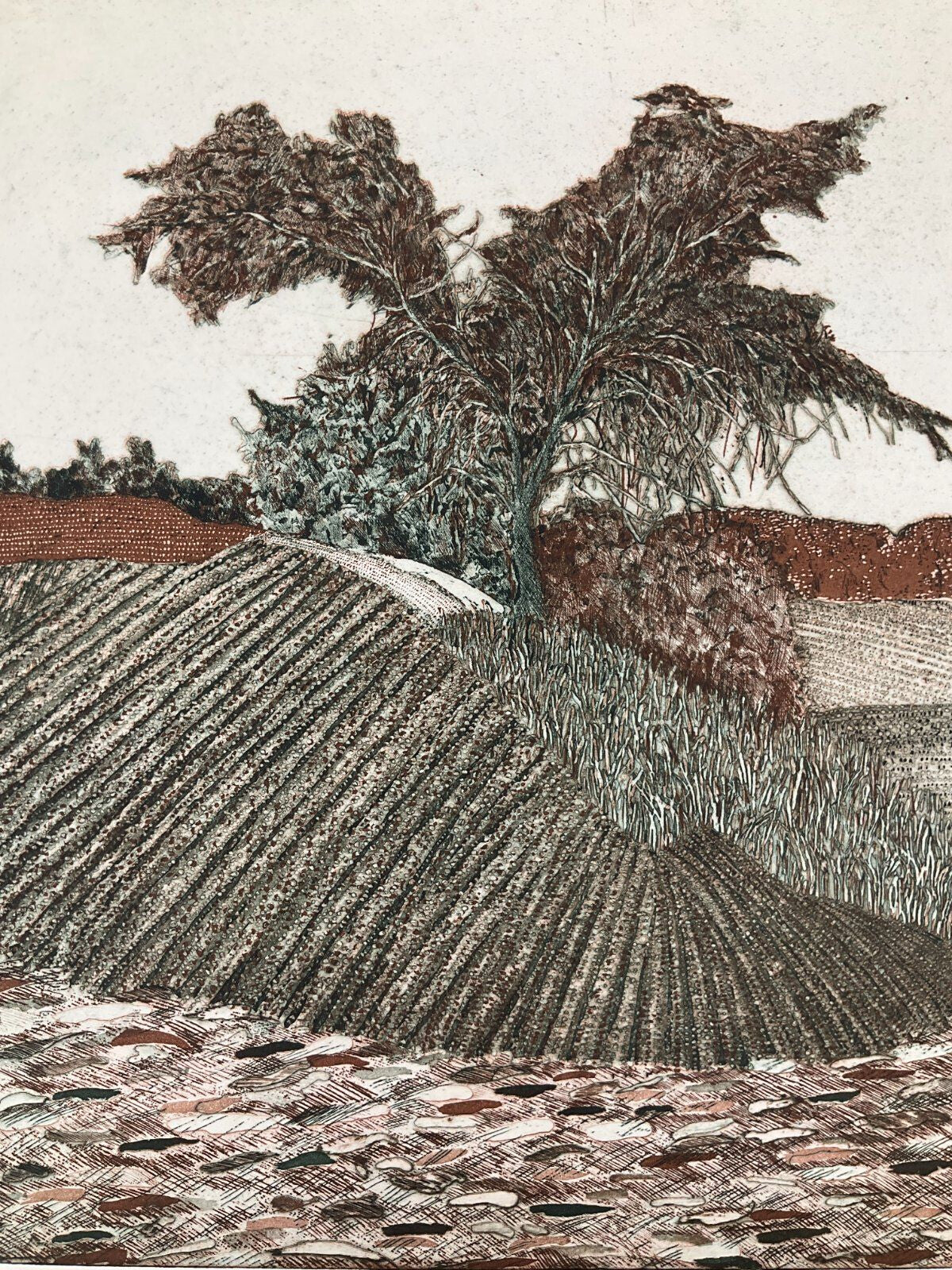 * RADIERUNG PETER REDEKE DRUCK AQUATINTA FARBIG LANDSCHAFT 79 III 1979 KUNSTWERK