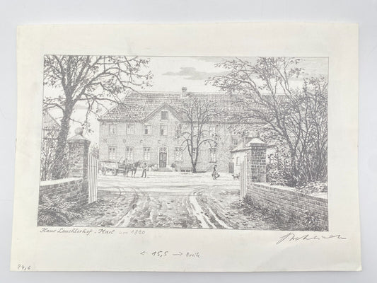 DEUTSCHER KÜNSTLER HEINZ WEHLISCH ZEICHNUNG HAUS LEUCHTERHOF MARL 1890 SIGNIERT