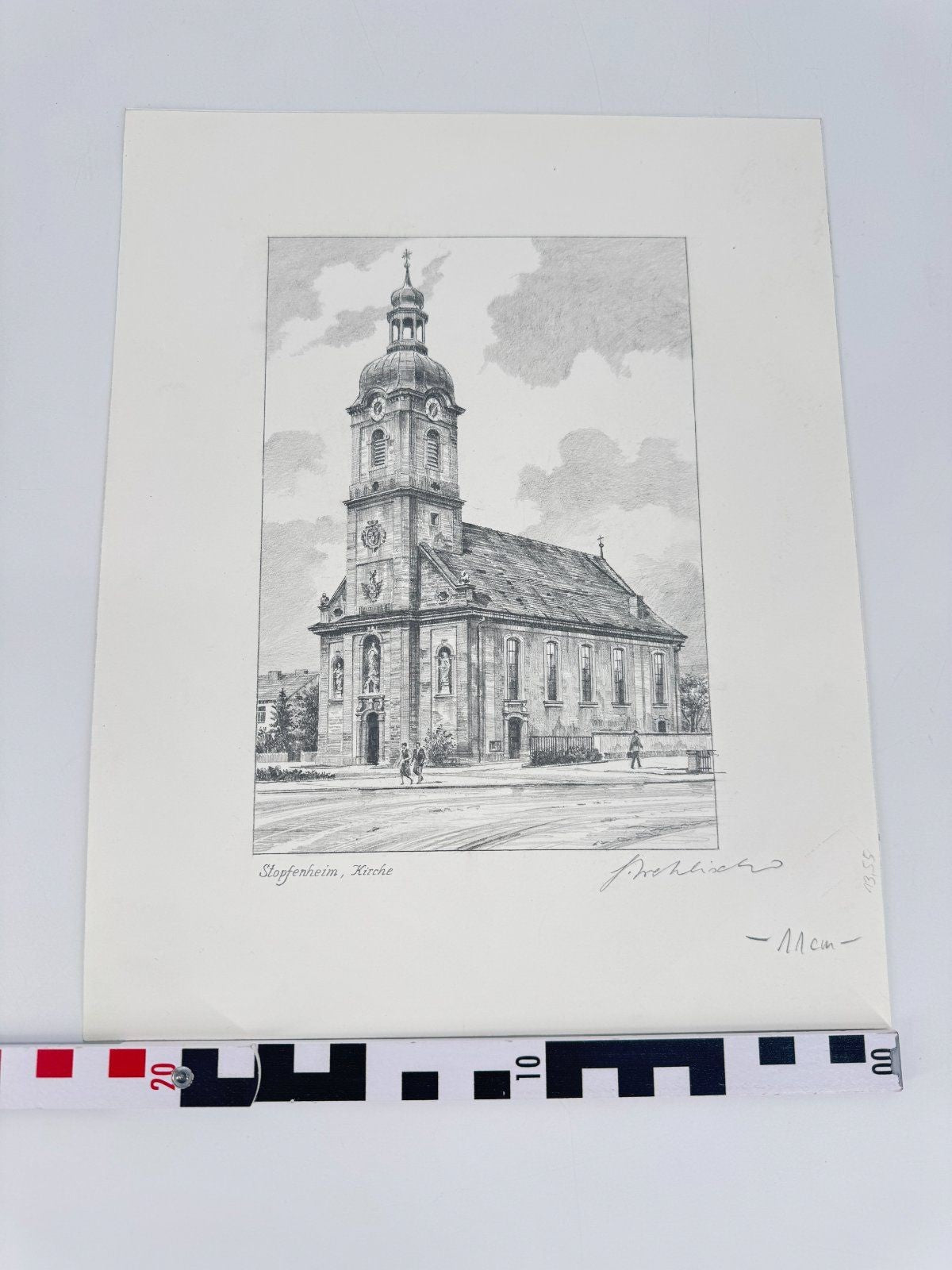 * HEINZ WEHLISCH ZEICHNUNG STOPFENHEIM KIRCHE ST AUGUSTINUS ANSIC