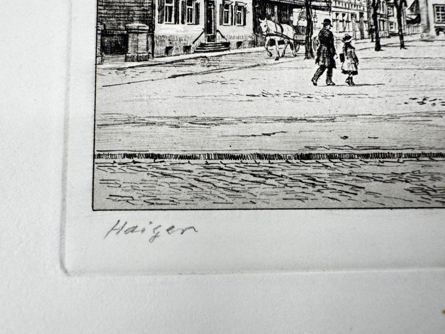 * HEINZ WEHLISCH ORIGINAL RADIERUNG HAIGER MARKTPLATZ ANSICHT