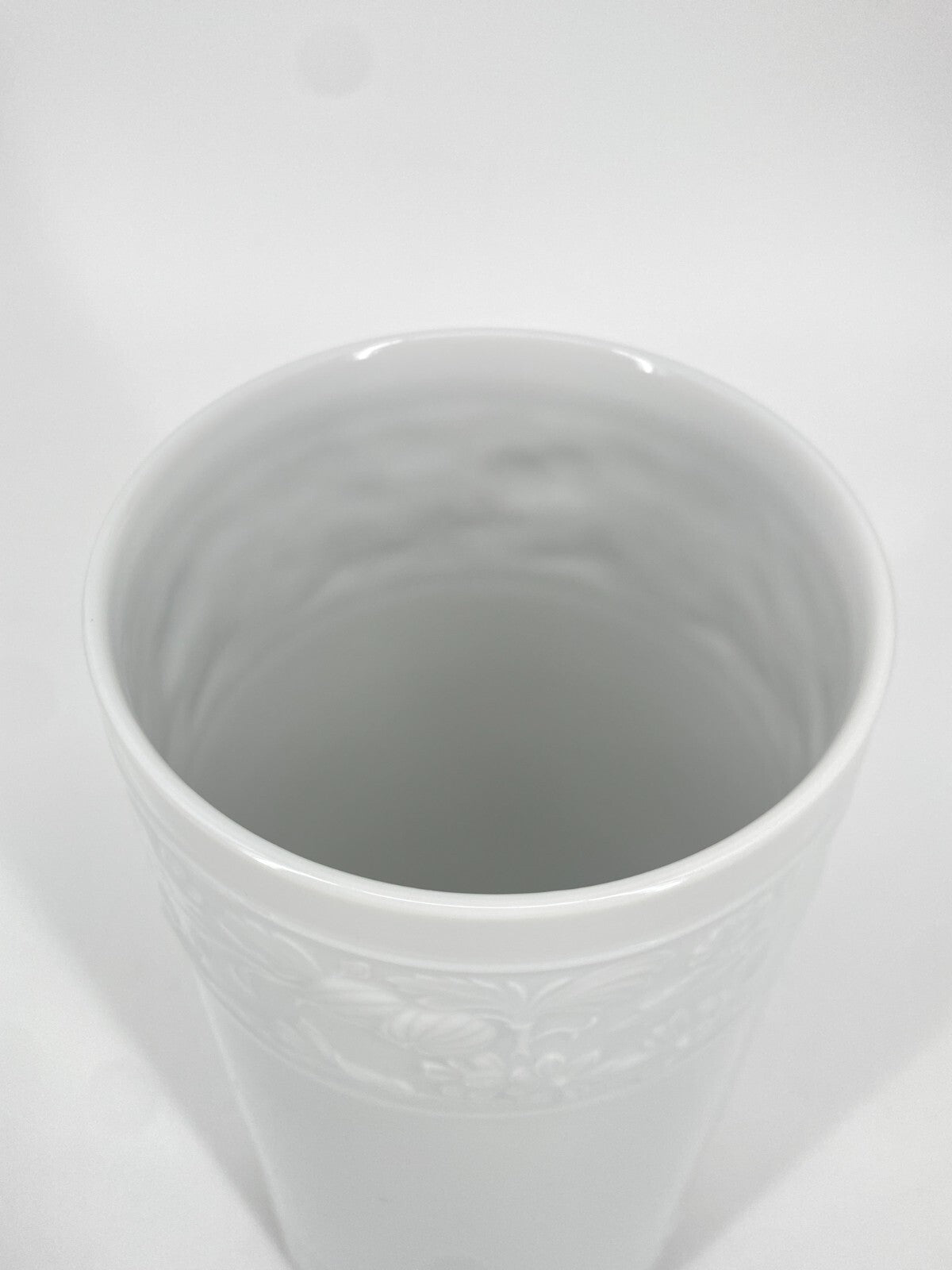 * 2x KRAUTHEIM PORZELLAN VASE MURILLO WEIß ZYLINDRISCH FLORAL 22CM SELB