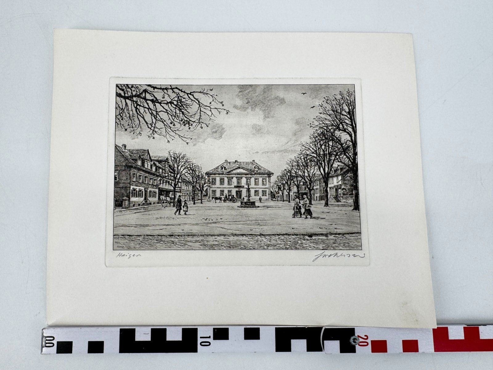 * HEINZ WEHLISCH ORIGINAL RADIERUNG HAIGER MARKTPLATZ ANSICHT