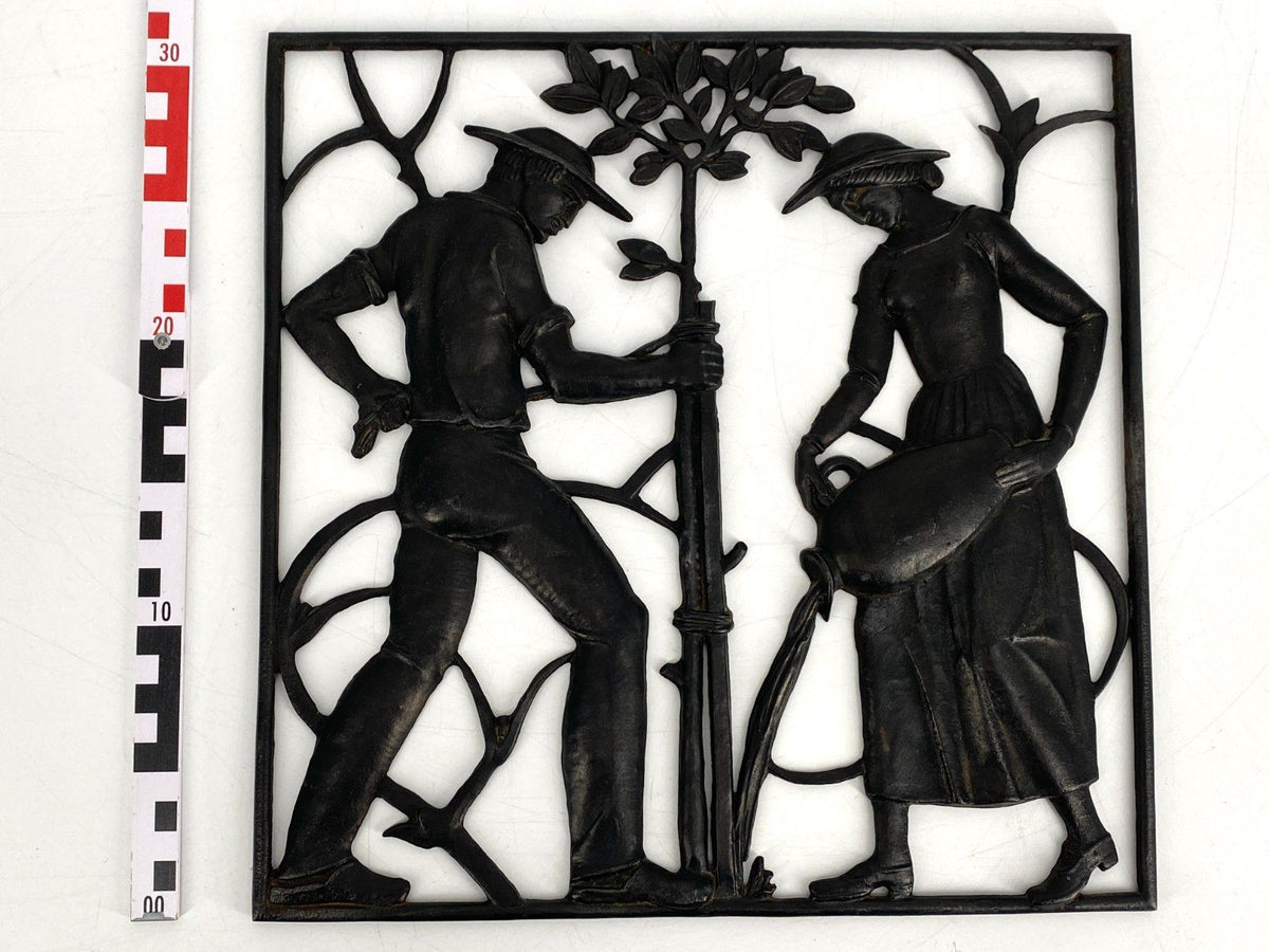 * WANDBILD GUSSEISEN FISCHER WISMAR BAUMPFLANZUNG RELIEF