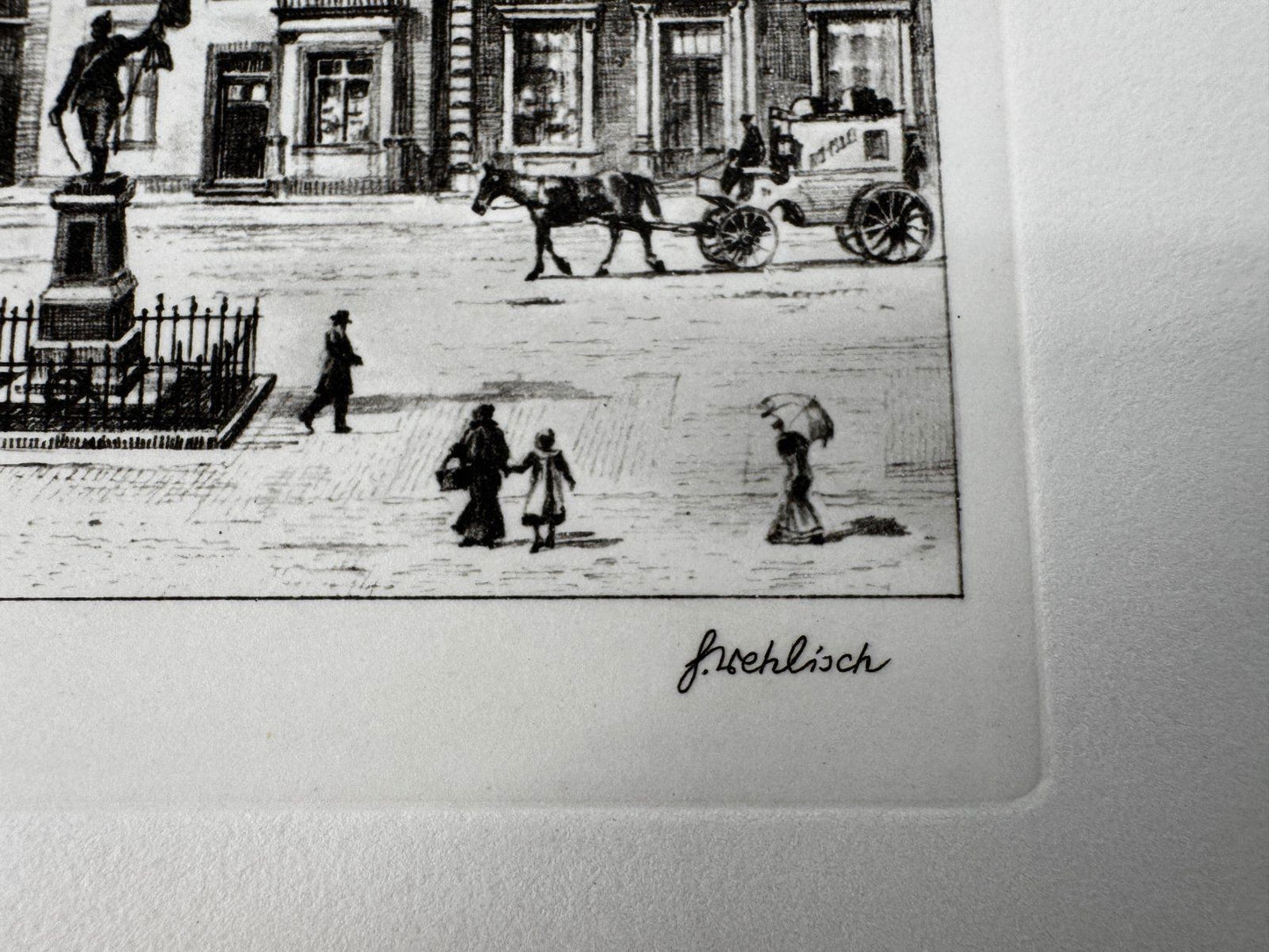 * HEINZ WEHLISCH RADIERUNG BORKEN MARKTPLATZ UM 1895 ANSICHT