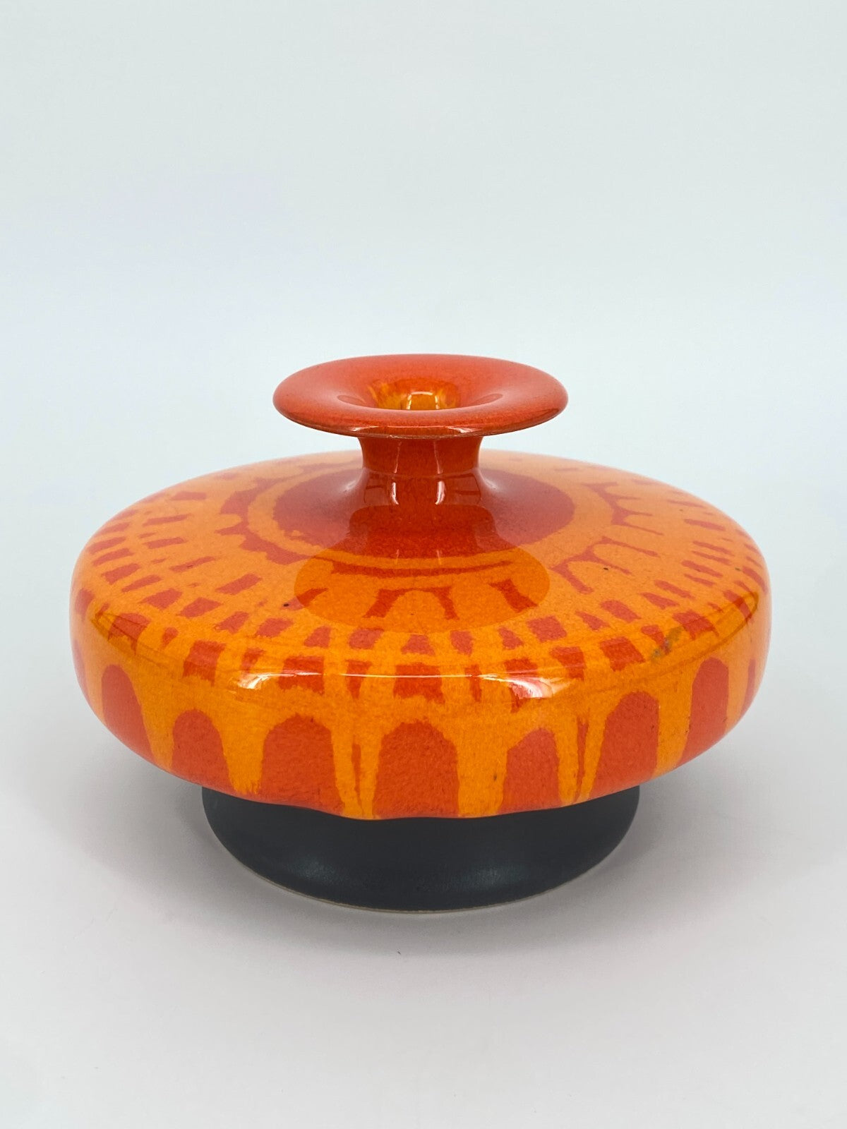 * HUTSCHENREUTHER STUDIOKERAMIK VASE 70ER VINTAGE POP ART ORANGE 10x15,5CM