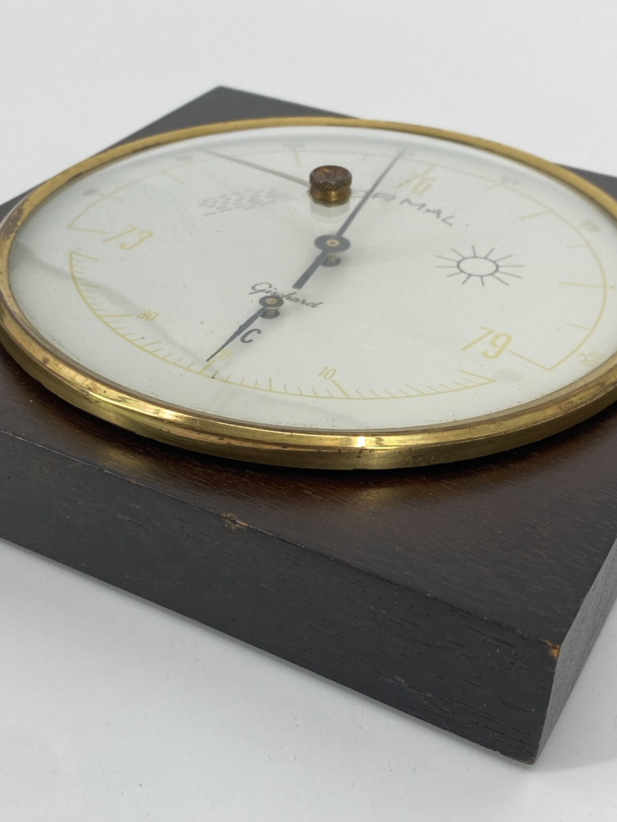 * WETTERSTATION GISCHARD BAROMETER THERMOMETER HOLZ VINTAGE