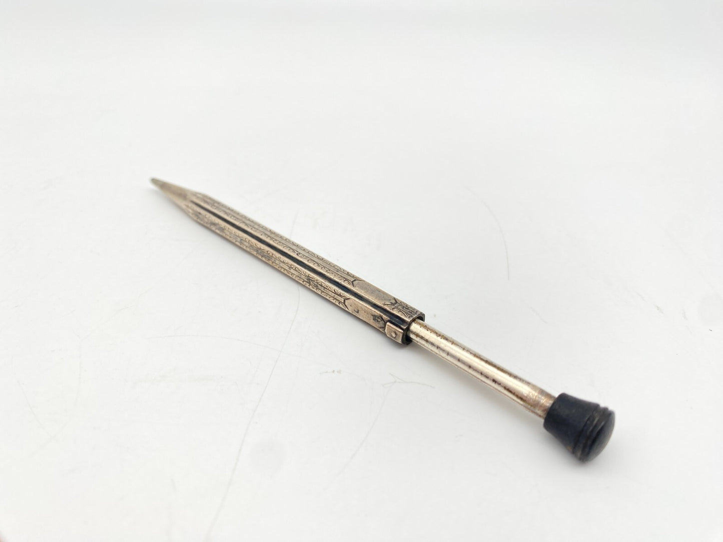 ANTIKER DREHBLEISTIFT ART DECO SILBERBAKELIT KNOPF UM 1920 SILBER