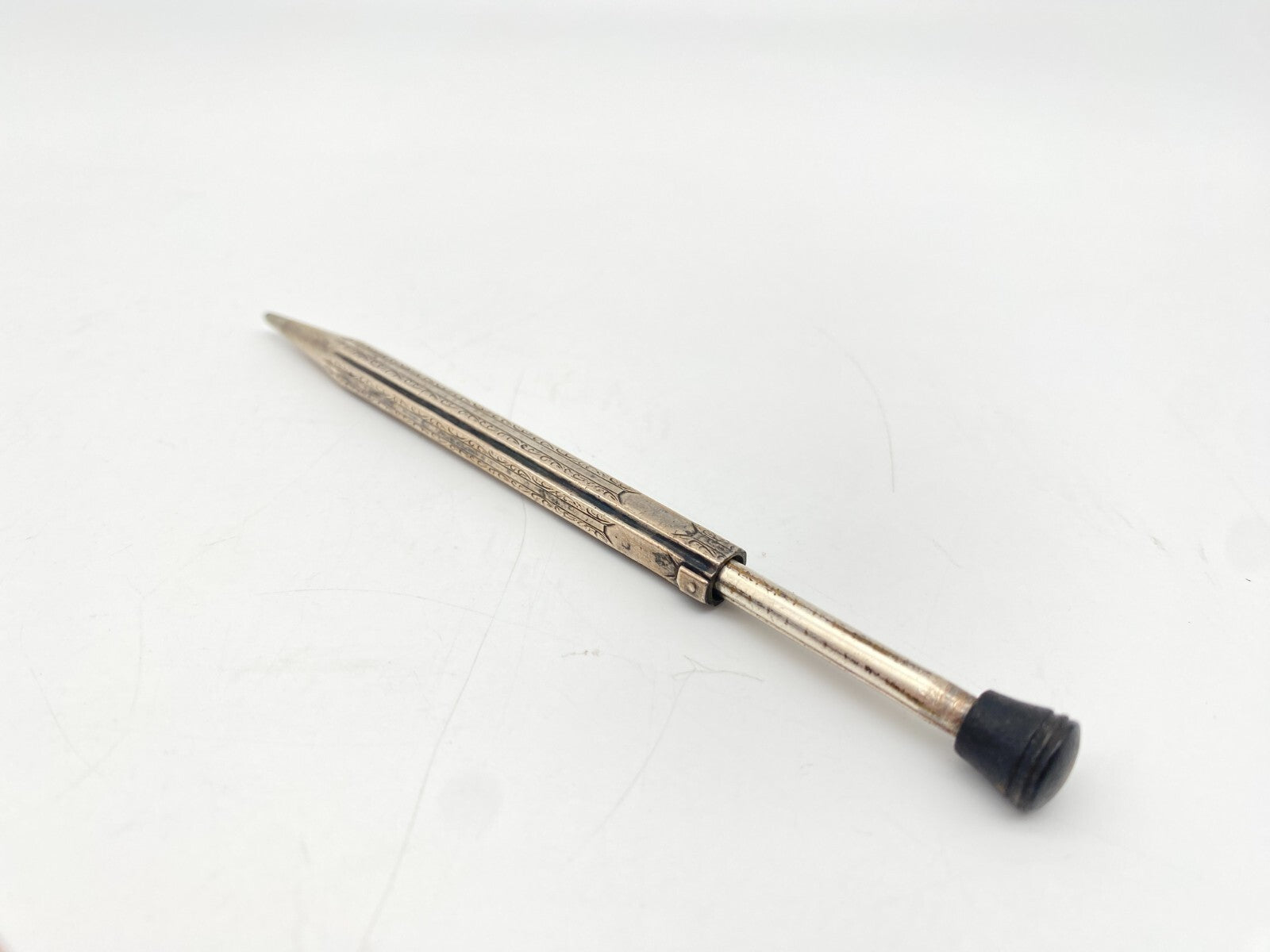 ANTIKER DREHBLEISTIFT ART DECO SILBERBAKELIT KNOPF UM 1920 SILBER