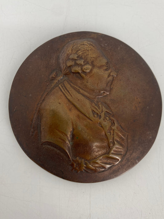 * BRONZE MEDAILLE PLAKETTE RELIEFBILD ALTER FRITZ FRIEDRICH II. GROßE