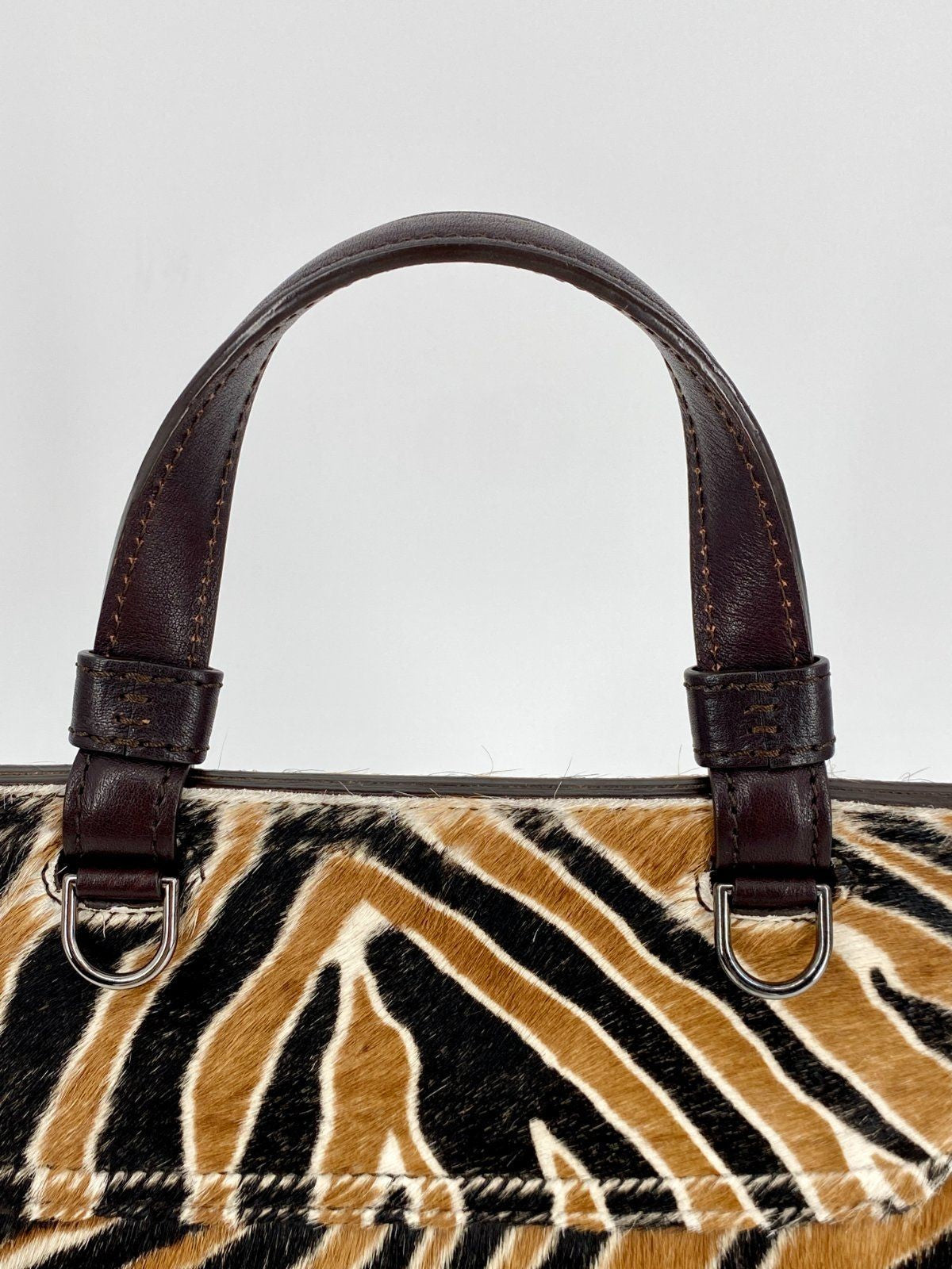 * ROSAMARO HANDGEMACHTE HANDTASCHE ITALIEN LEDER ZEBRA PRINT
