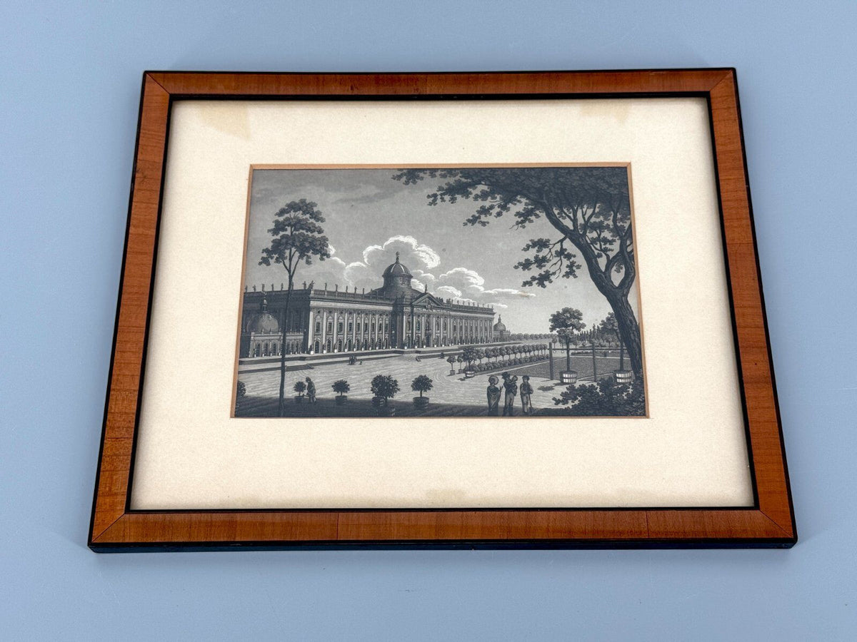 *DRUCKGRAFIK AQUATINTA POTSDAM NEUES PALAIS 1820 ANTIK  SANSSOUCI