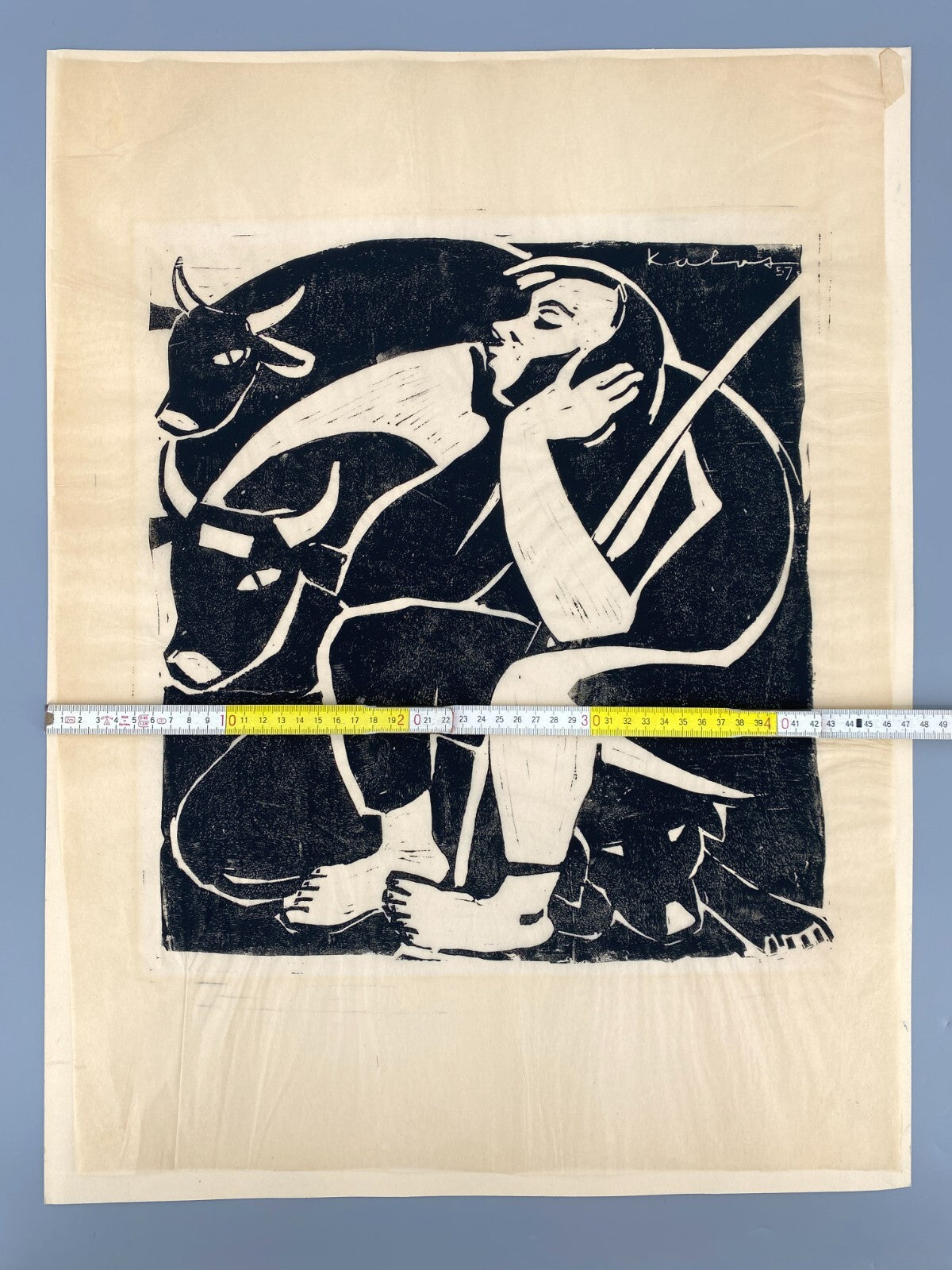 * WALTER KALOT LINOLSCHNITT GRAFIK HIRT SCHÄFER 1957 ORIGINAL VINTAGE