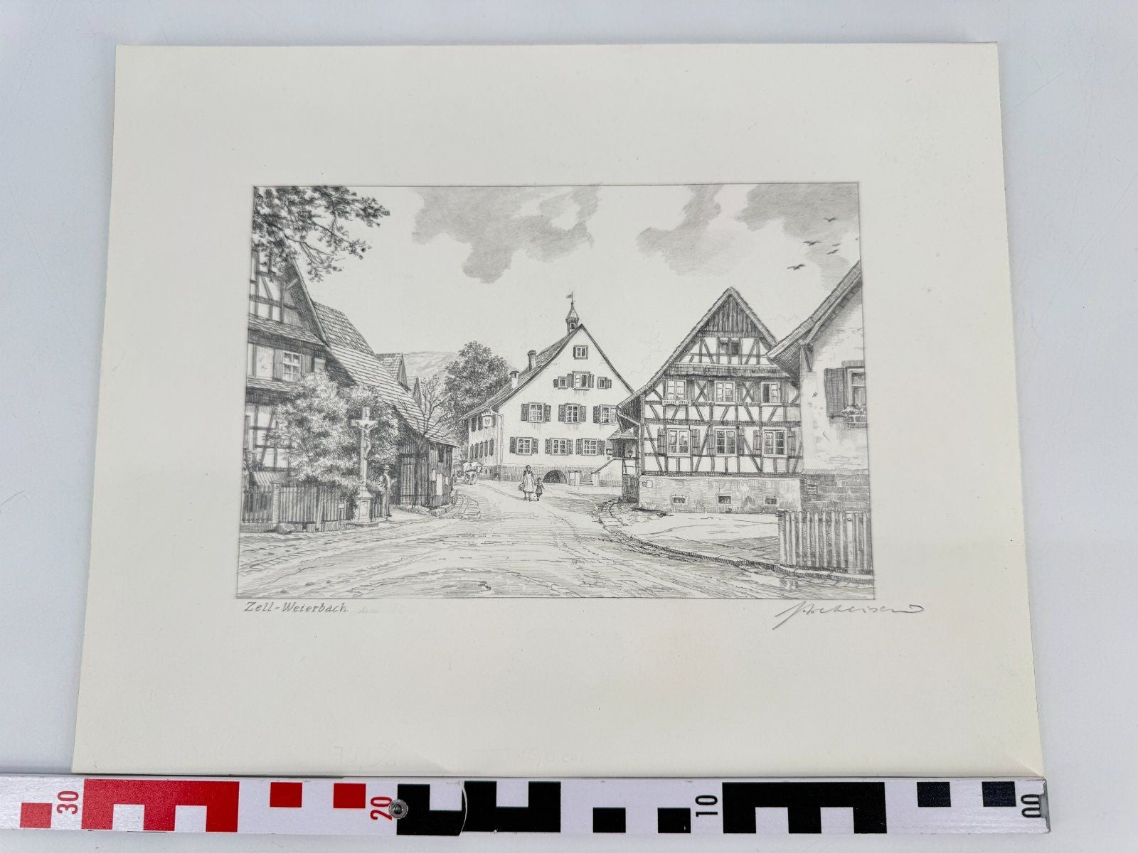 * HEINZ WEHLISCH ZEICHNUNG ZELL WEIERBACH UM 1915 SIGNIERT